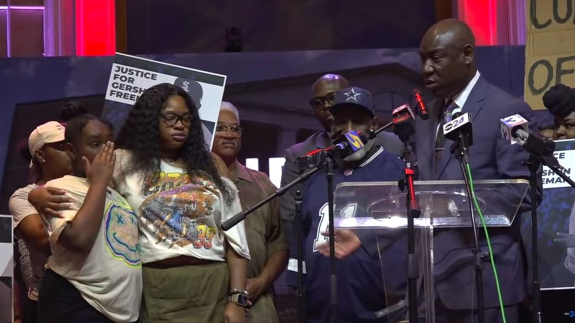 Attorney Ben Crump, family of Gershun Freeman news conference