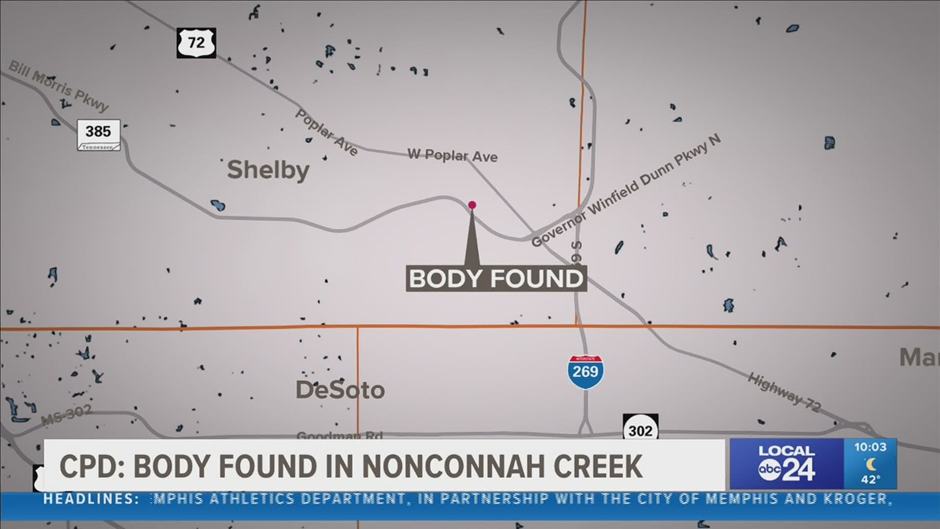 Body found in Nonconnah Creek south of HWY 385