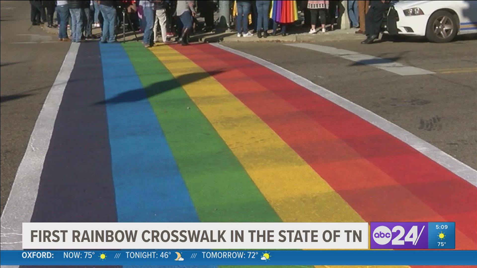 Memphis City Beautiful Commissioner and founder of the Rainbow Crosswalk Project in Memphis Jerred Price said this is the first rainbow crosswalk in Tennessee.