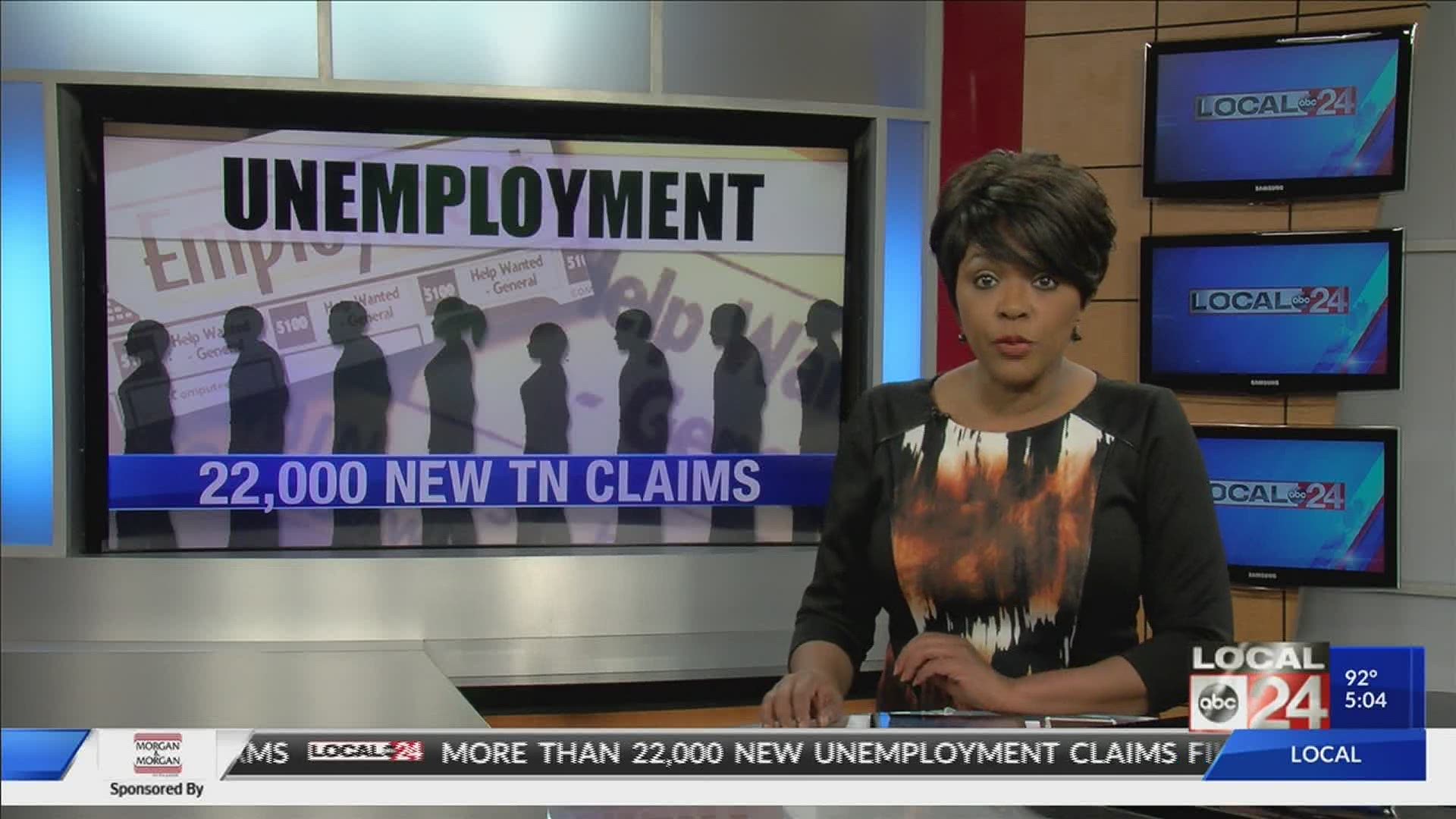 The Tennessee Department of Labor and Workforce Development said that 5,921 new claims were filed in Shelby County.