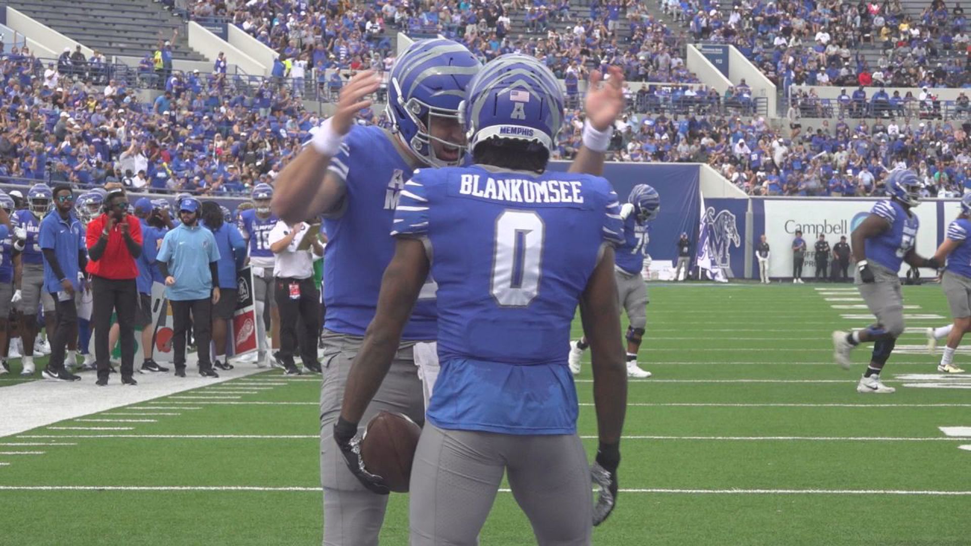 Seth Henigan sets the Memphis all-time career touchdown pass record with a go-ahead touchdown pass to Roc Taylor to beat Charlotte 33-28