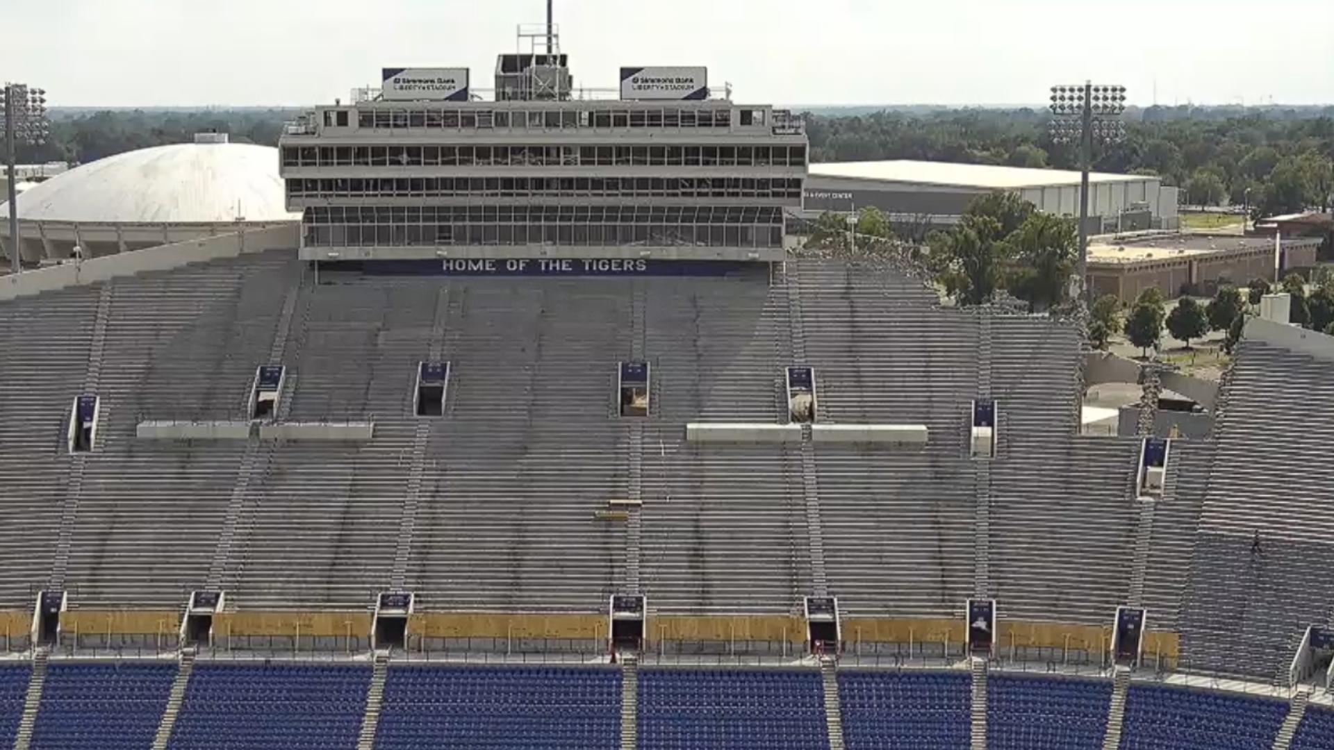 Crews began work demolishing the west end of Simmons Bank Liberty Stadium as Phase 2 of the U of M's $220 million renovation plan got underway.