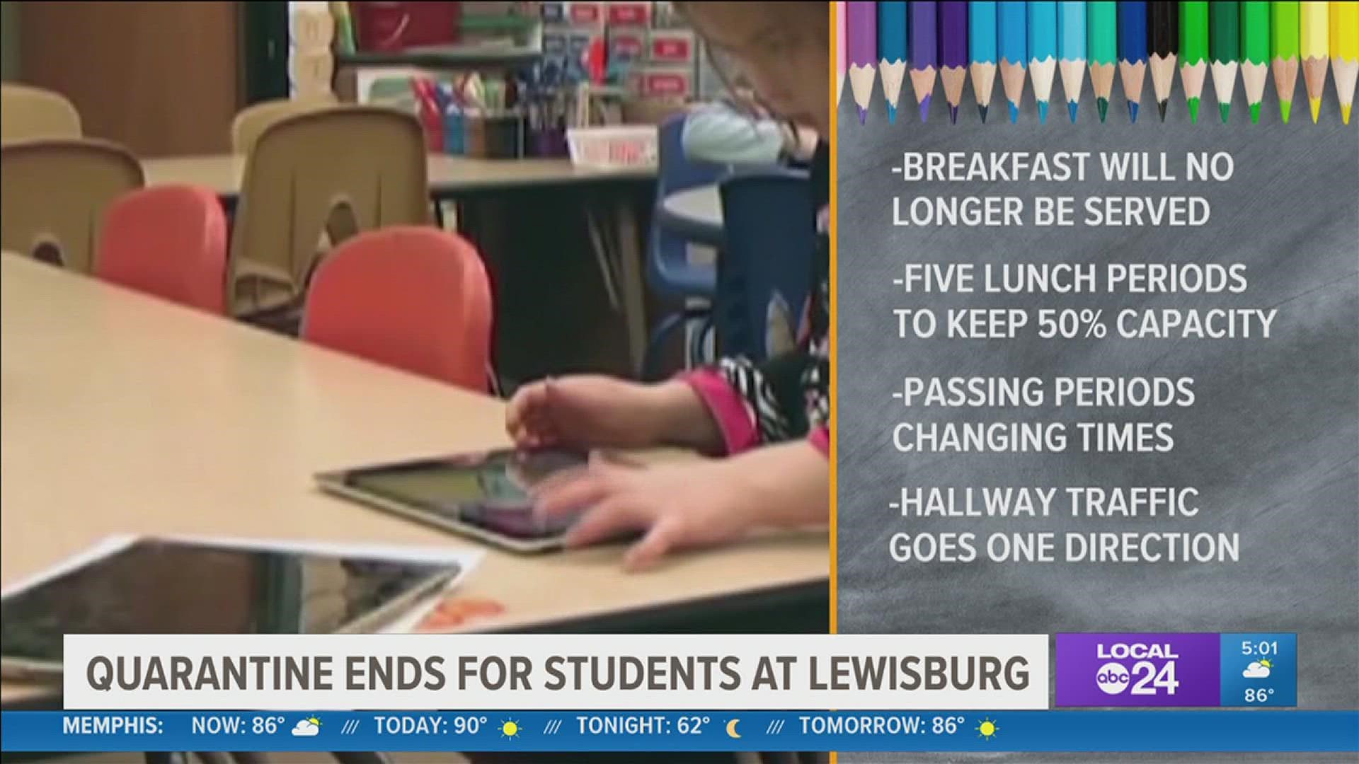 Students return to Lewisburg Middle School Thursday after two weeks of virtual learning.