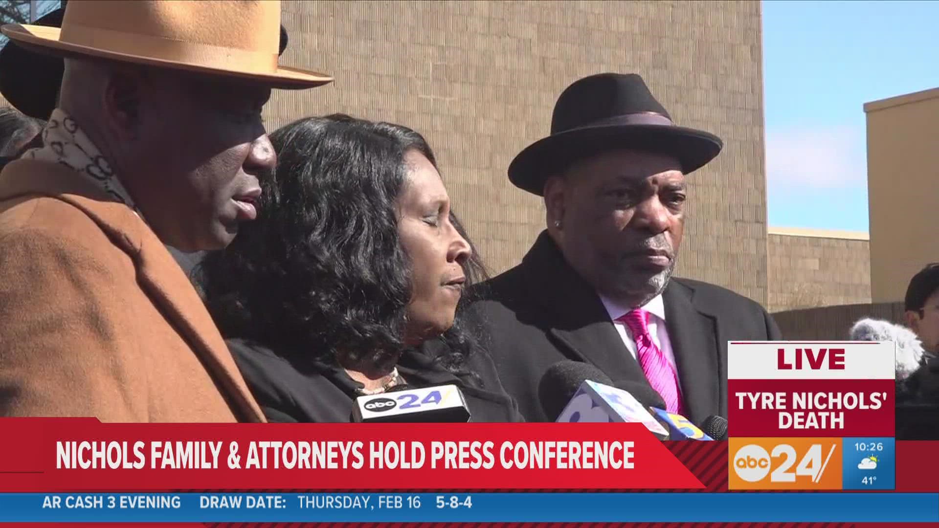 Tyre Nichols' family and their attorneys spoke Friday morning after the five fired MPD officers charged in his death made their first court appearance.