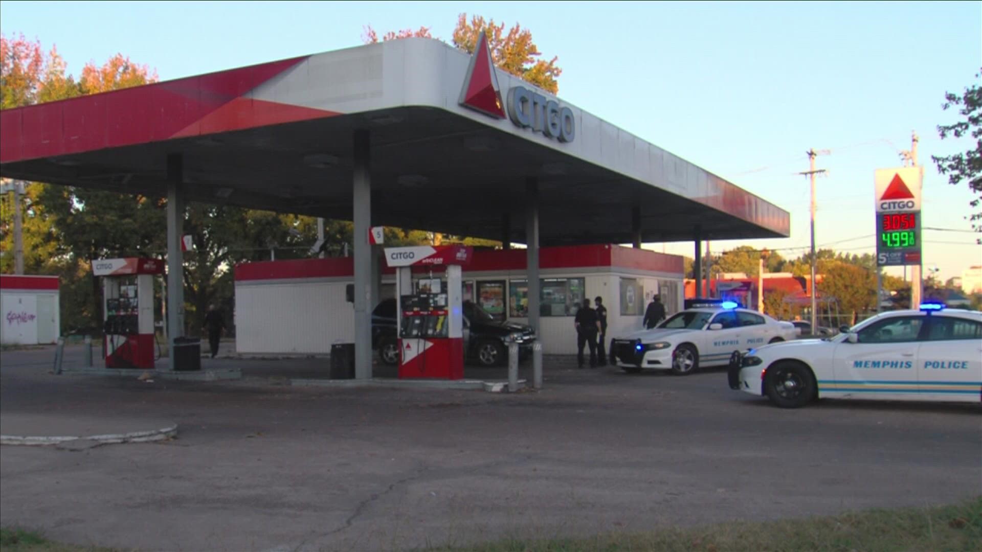 The Citgo gas station in the 1500 block of Sycamore View Rd. at Shelby Oaks Dr. was blocked off with crime scene tape after the shooting Wednesday morning.