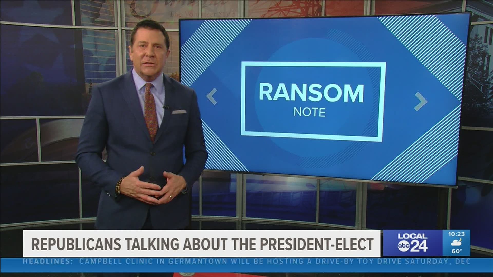 Local 24 News Anchor Richard Ransom discusses in his Ransom Note that it is time for local Congressmen and Governors to face the truth: Biden is the President Elect.