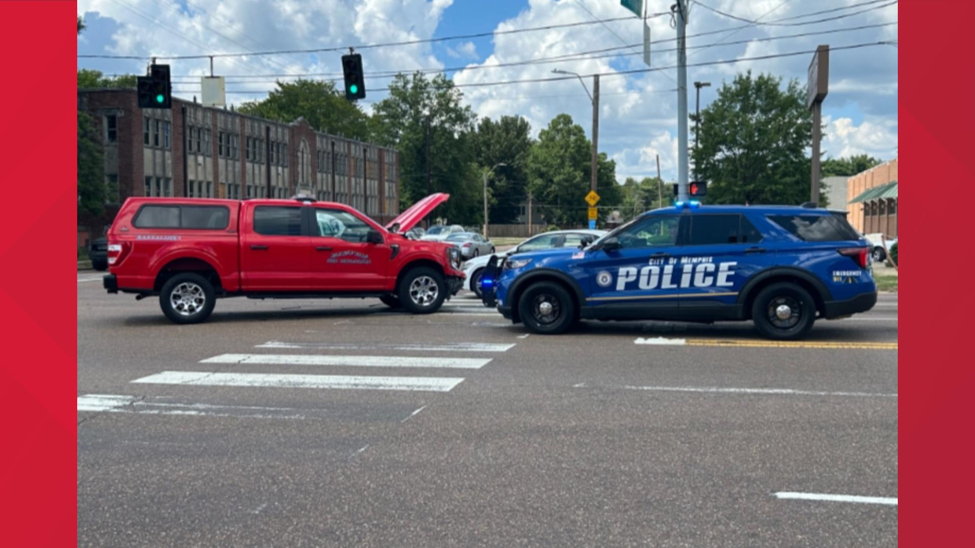 Three people are injured after a crash involving a Memphis Fire Department vehicle.