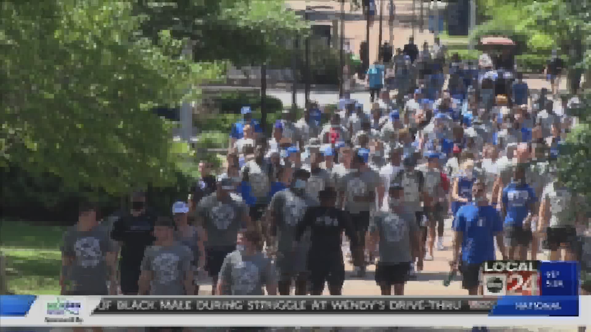 Univeristy of Memphis football team and others join in peaceful protest in support of Black Lives Matter