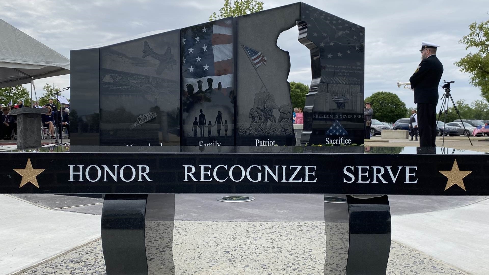 The monument was unveiled in Liberty Park April 26, 2023, honoring families whose loved ones made the ultimate sacrifice.