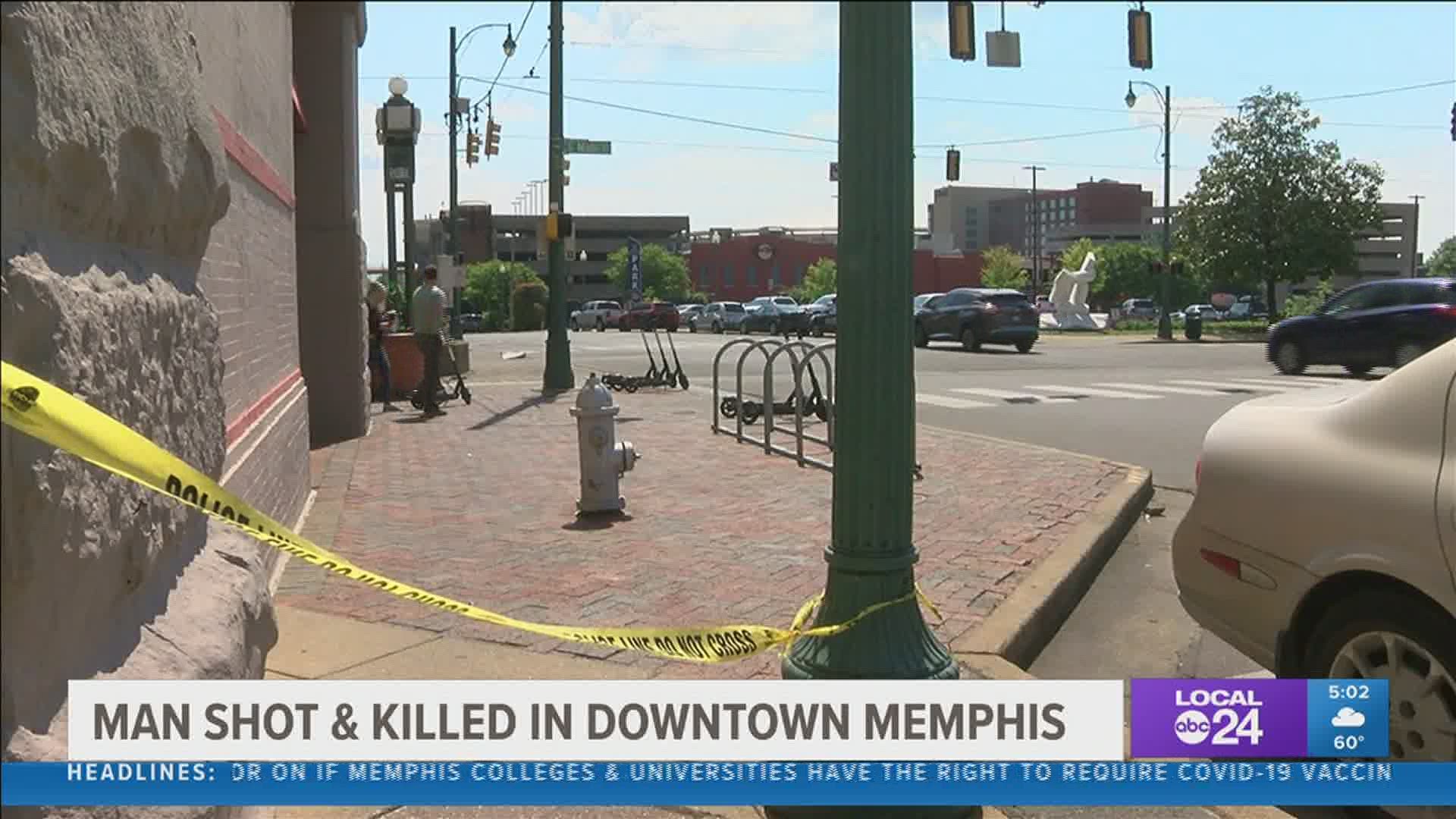 MPD says the victim was shot at the intersection of Main and Peabody.