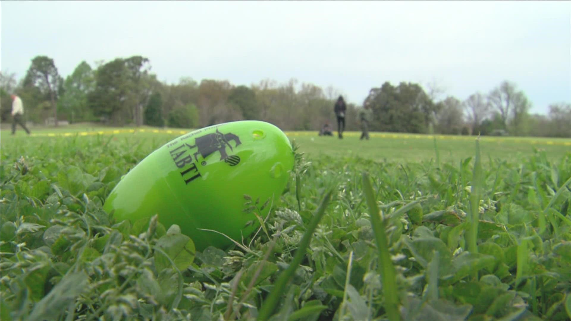 The Memphis Beeping Egg Hunt Explosion was put on by the county bomb squad and Clovernook Center for the Blind and Visually Impaired at Overton Park.