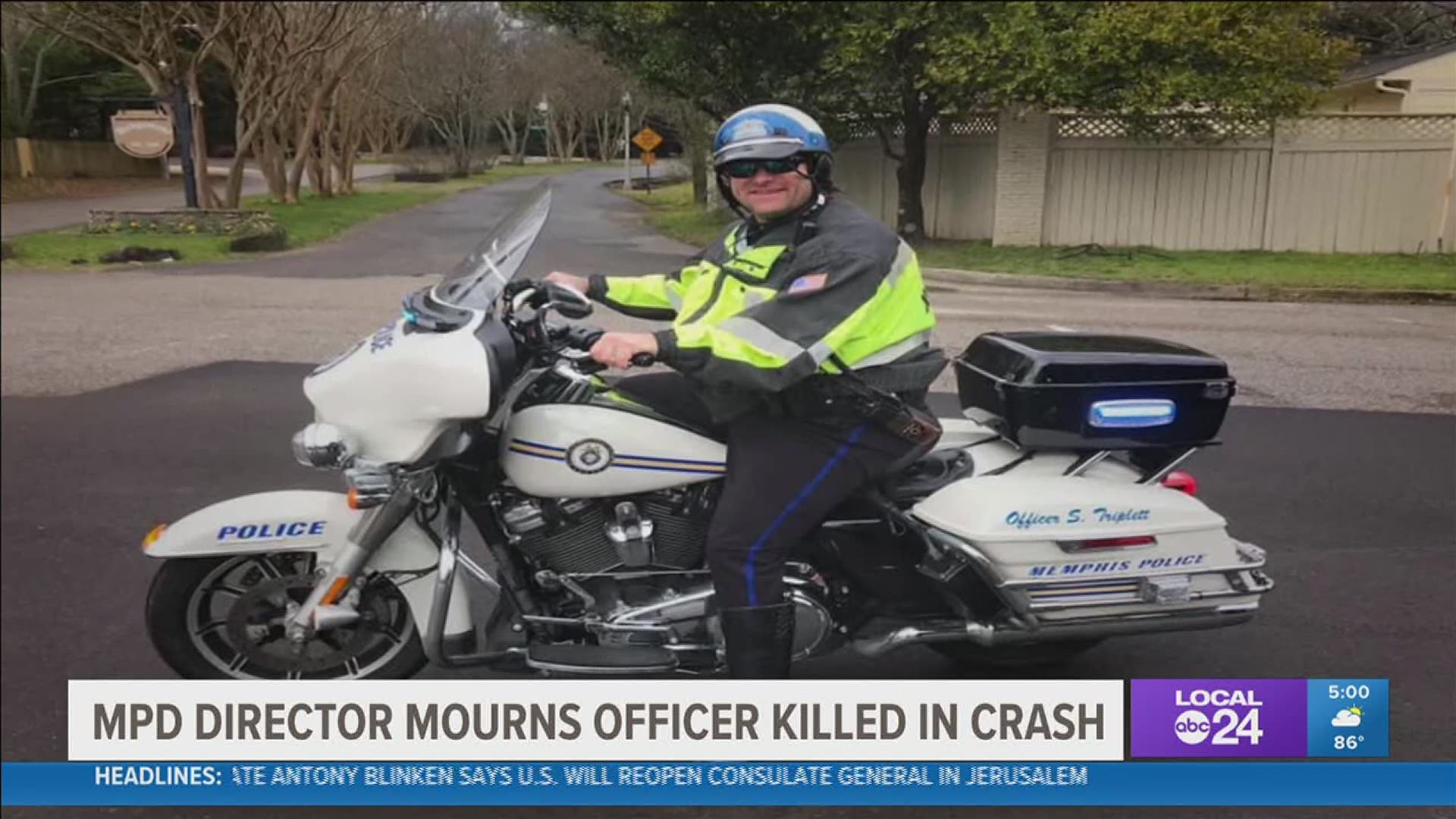 Officer Triplett died Saturday on duty after being hit by a car assisting a motorcade in Hickory Hill. The funeral has been set for Friday.