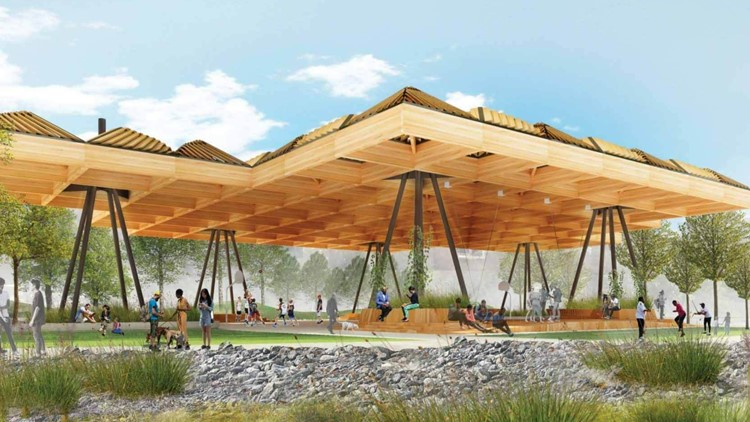 Canopy at redesigned Tom Lee Park in Memphis dedicated to Tyre Nichols