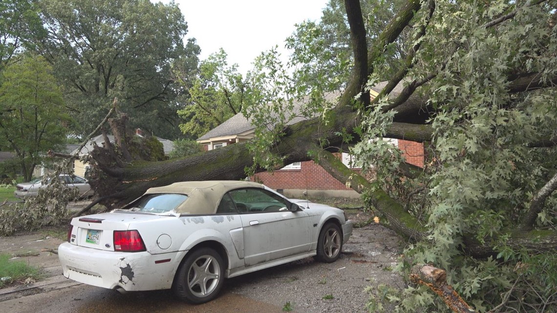 Friday Memphis thunderstorm damages cars, homes and streets ...