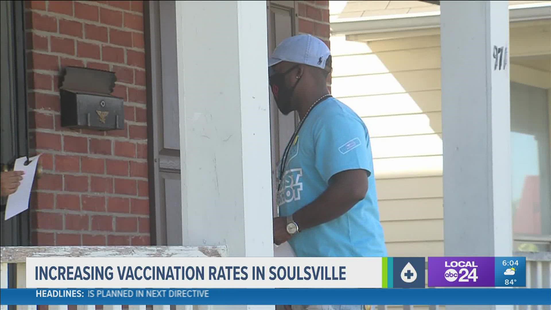 The group goes door to door to encourage COVID-19 vaccinations, especially targeting Shelby County's lowest vaccinated ZIP codes.