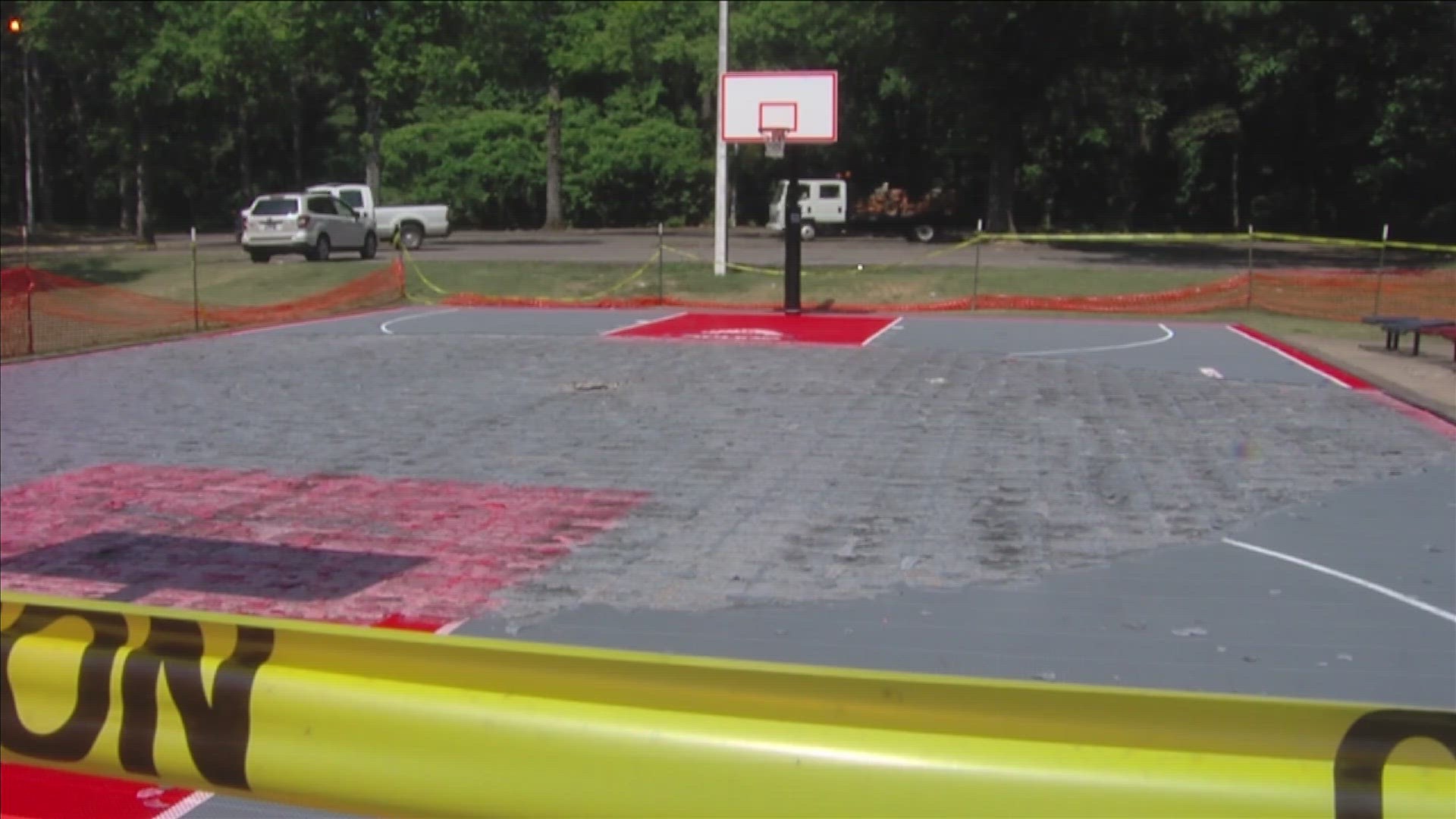 Just weeks after it was unveiled, a basketball court in Raleigh was reportedly damaged by fireworks.