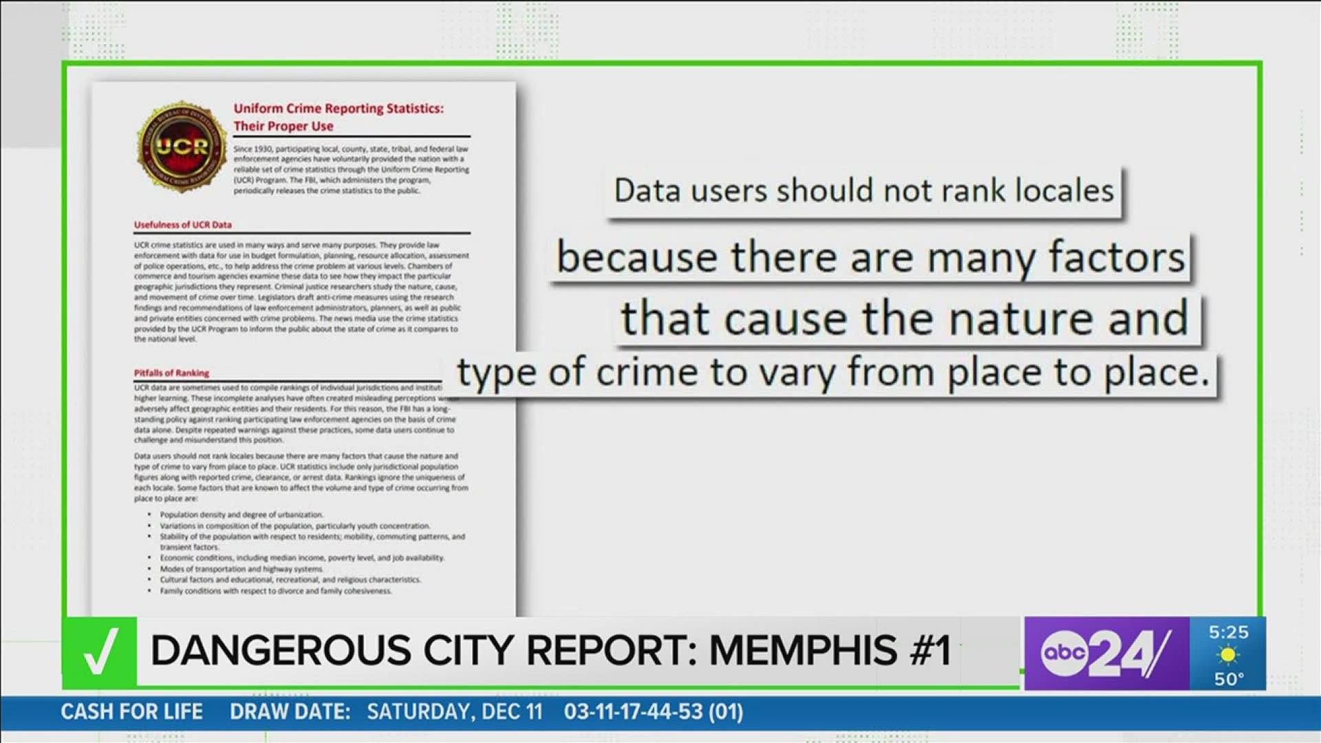 You may have seen a recent study claiming the Bluff City as the nation's most dangerous metro city in the U.S. We looked into that claim.