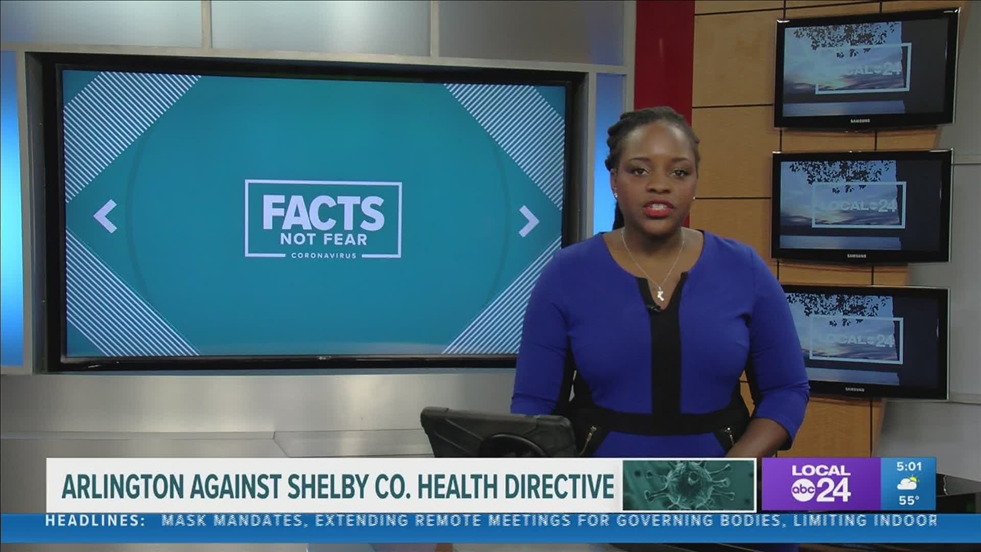 Arlington against Shelby County health order directive