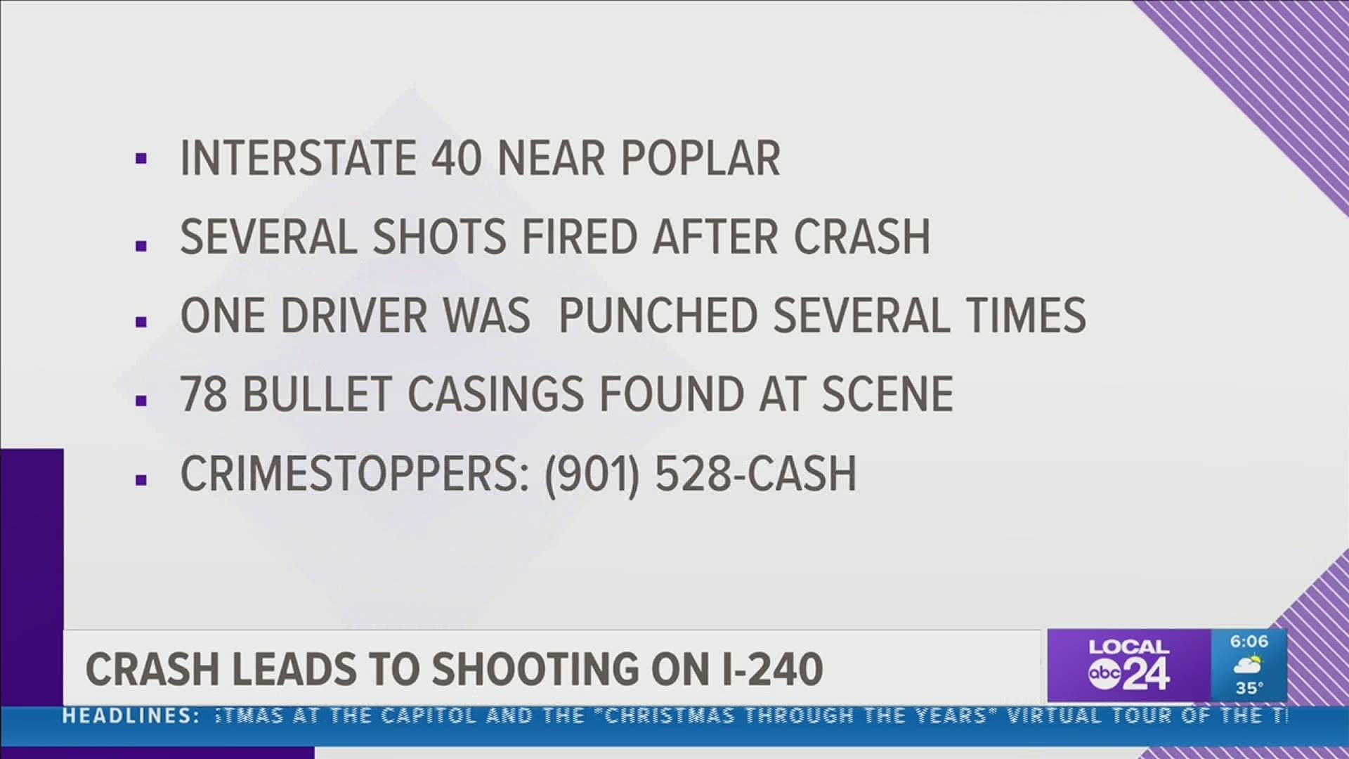 Memphis Police are investigating after an accident and apparent shooting along I-240 near Poplar shut down the interstate part of the night.