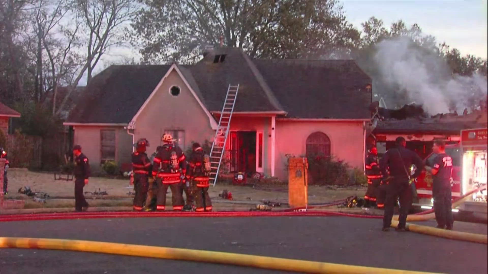 Shelby County Fire said a family of 10 was living at the house, and all were able to get out uninjured.