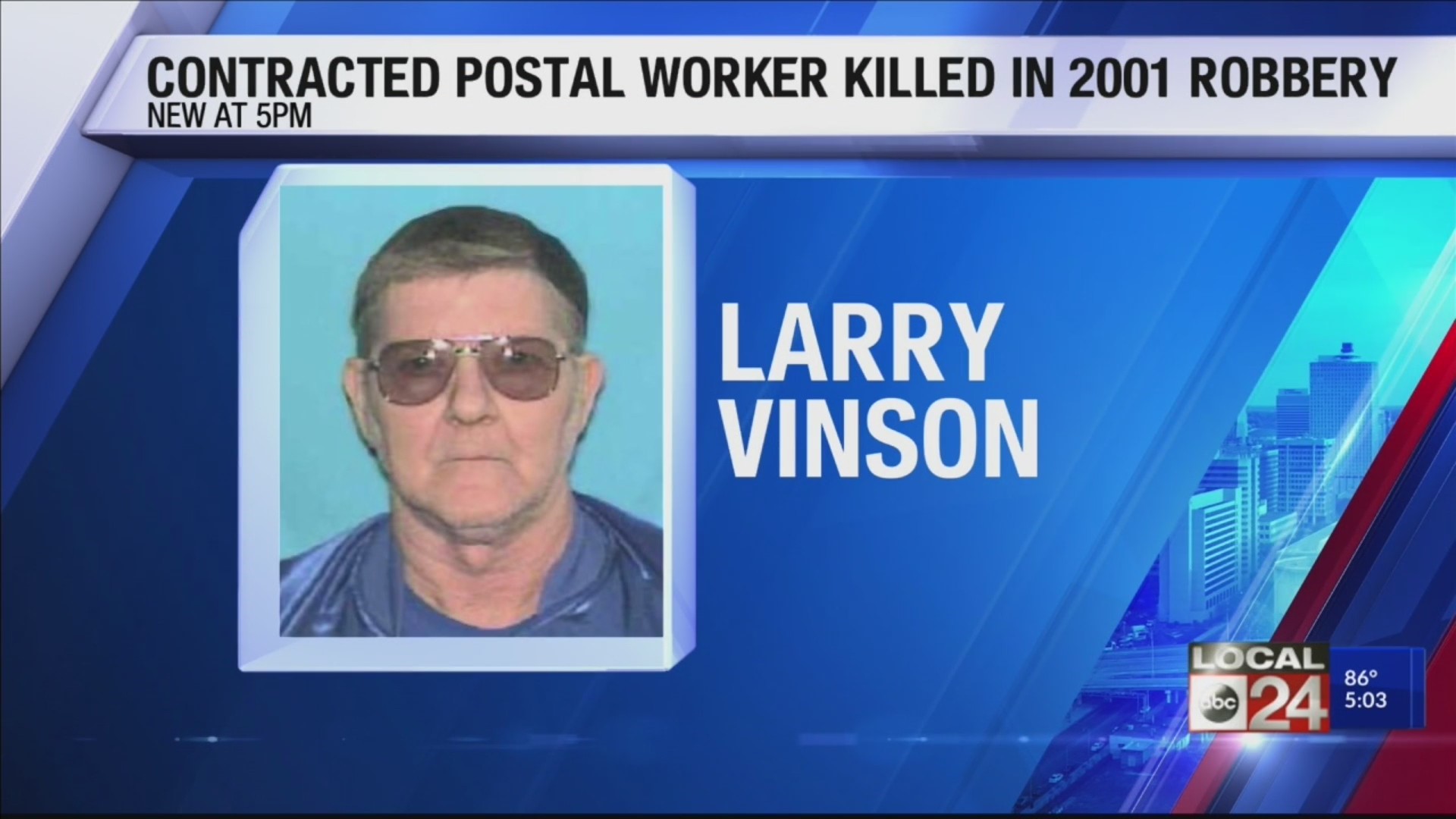 Reward of up to $100,000 offered in 2001 cold case murder of U.S. Postal Service Contract Driver