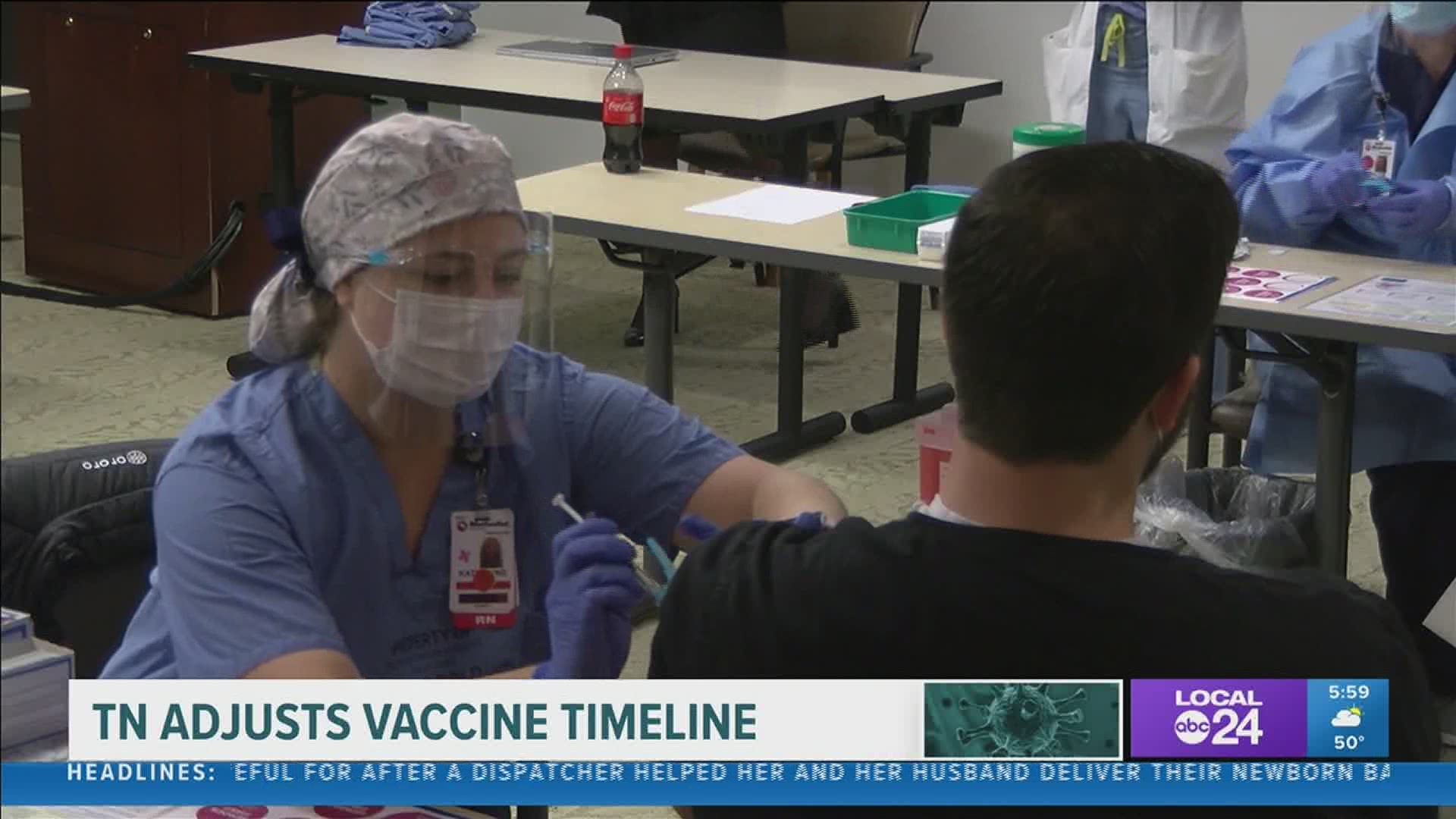 The state is adjusting its vaccine distribution plan and timeline due to limited availability, and to reprioritize some of those at risk.