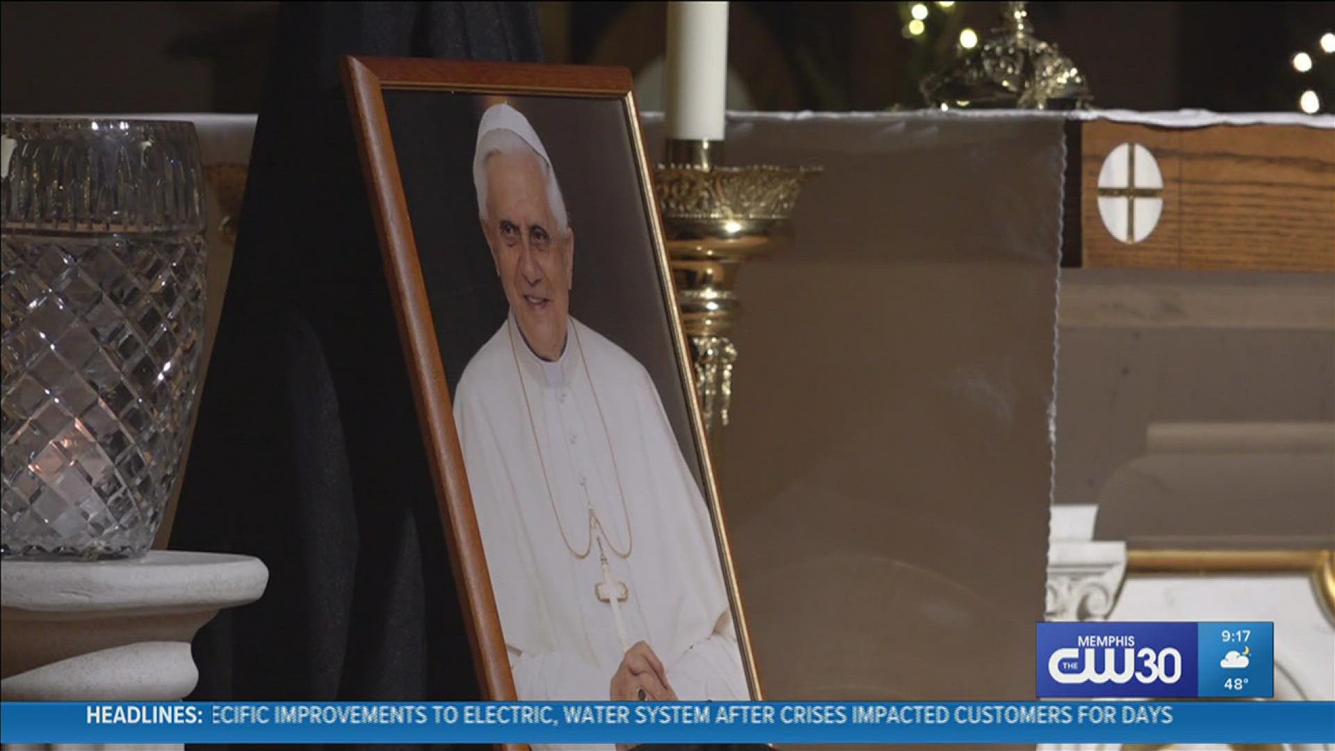 The Holy Hour for the former Pope was held at the Church of the Immaculate Conception in Memphis Wednesday