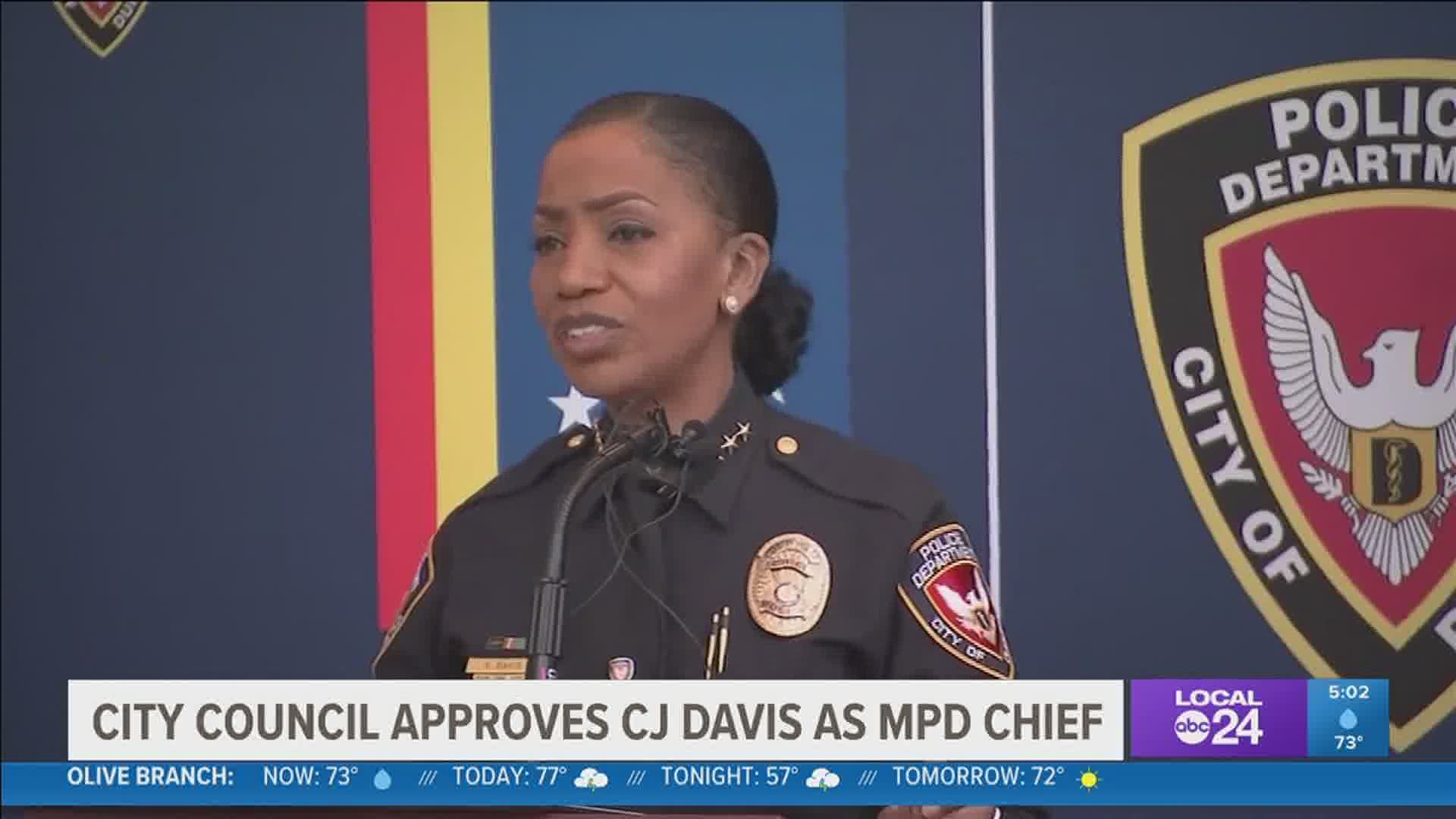 The Memphis City Council voted to approve Davis for the post Tuesday afternoon.