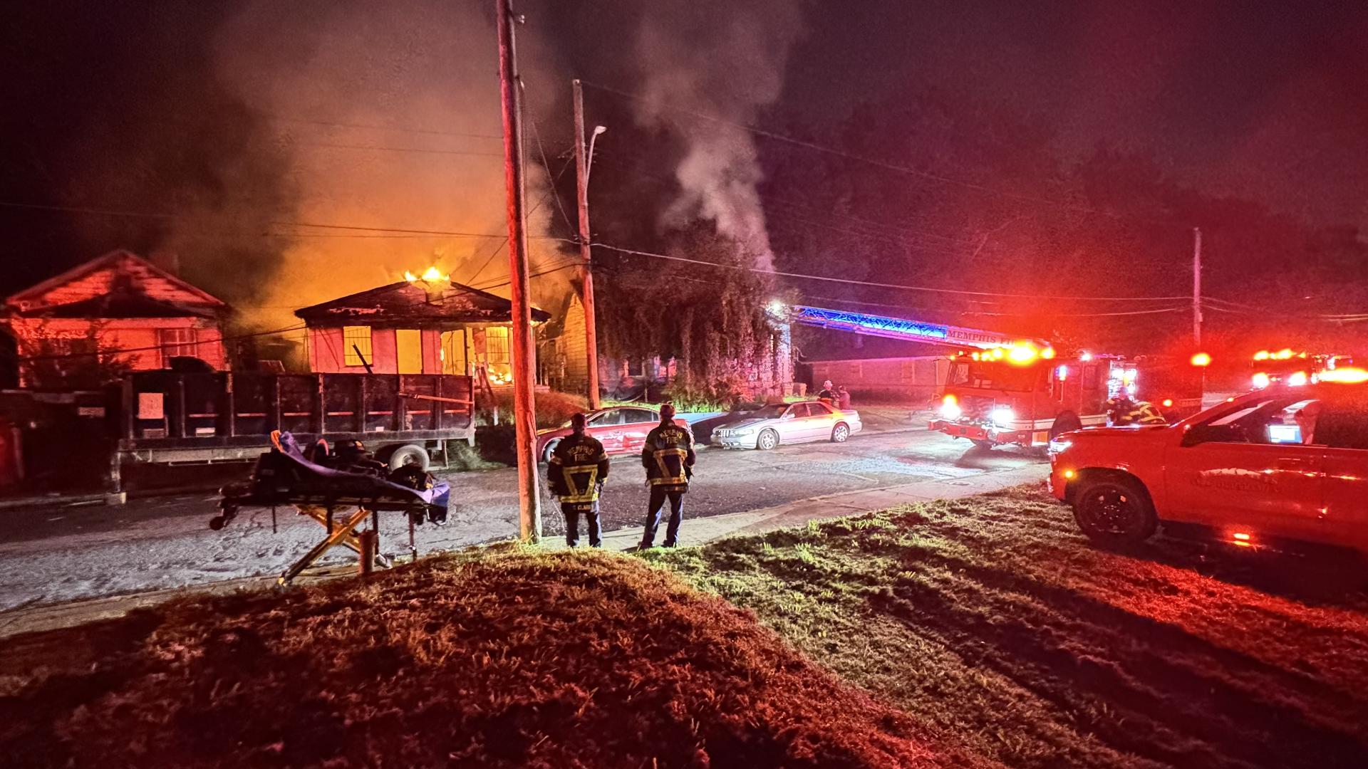 First responders with the Memphis Fire Department were working to put out the fire around 3 a.m. Friday in the 700 block of Olympic Street.