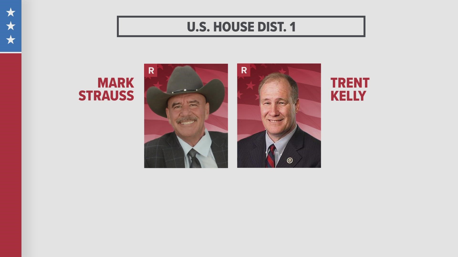 Mark Strauss is challenging incumbent Trent Kelly. On the democratic side, local business owner Dianne Black is taking on Hunter Avery.