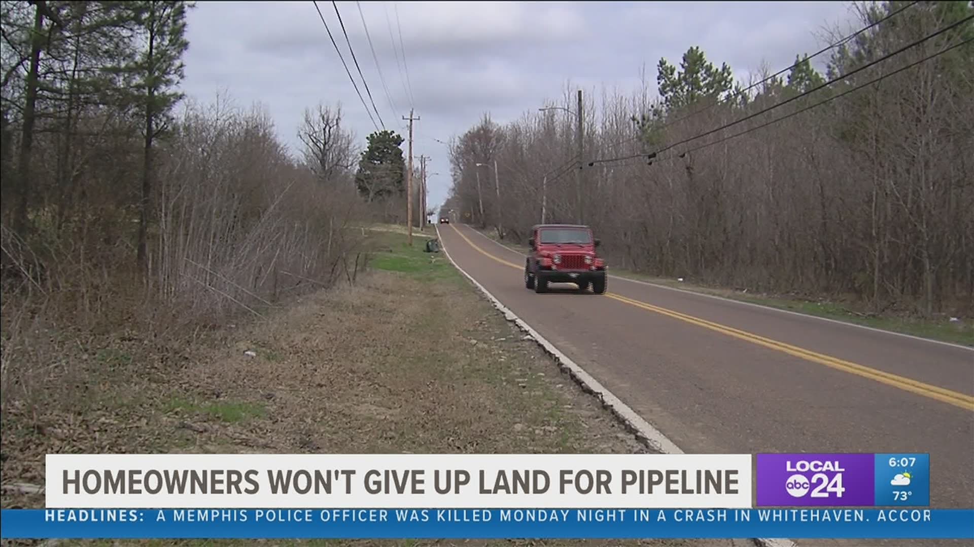 A lawsuit filed against the property owners seeks to take a portion of their land for easements to construct the pipeline.