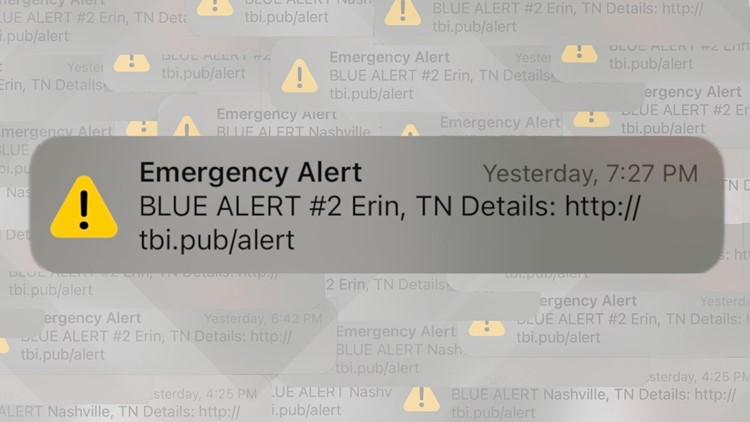Why were multiple Blue Alerts sent to Tennessee cell phones?