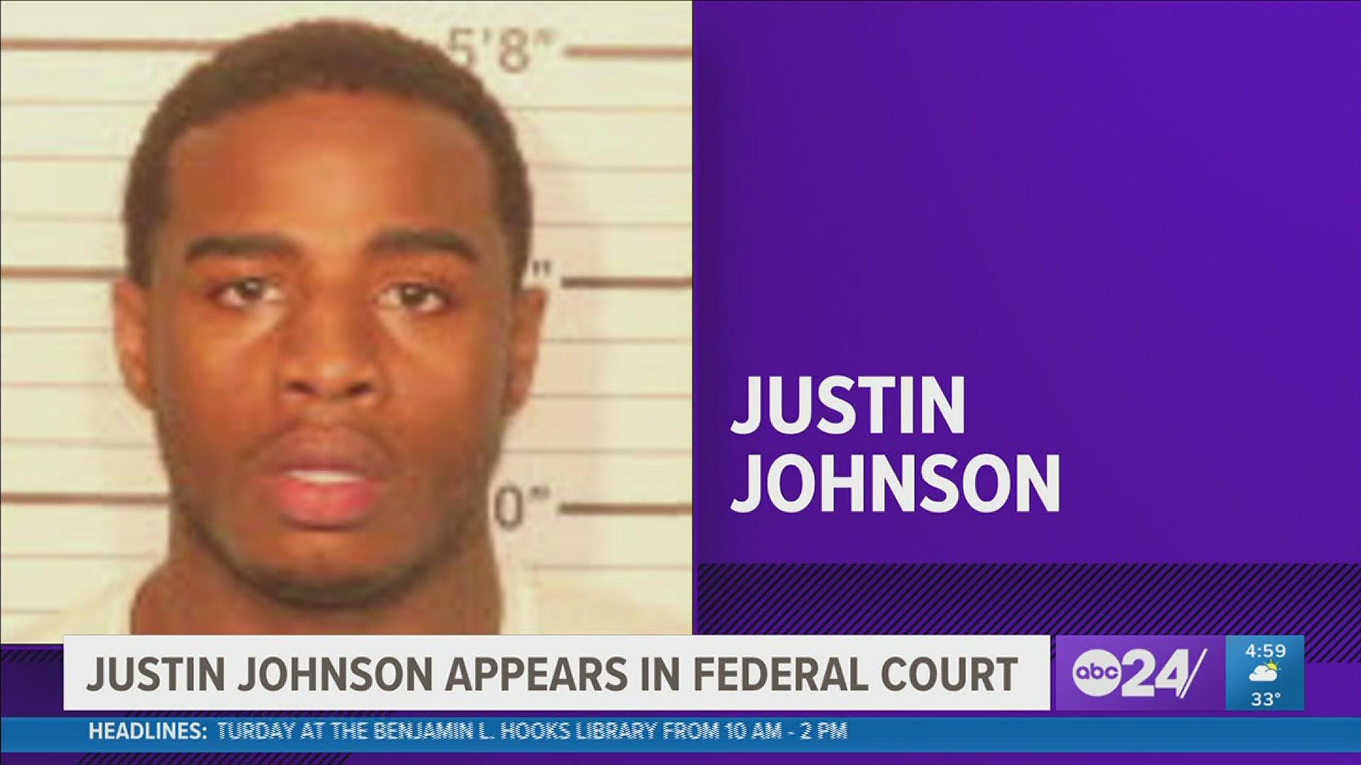Justin Johnson, indicted in the murder of Memphis rapper Young Dolph, appeared in federal court Thursday for violation of federal supervised release.