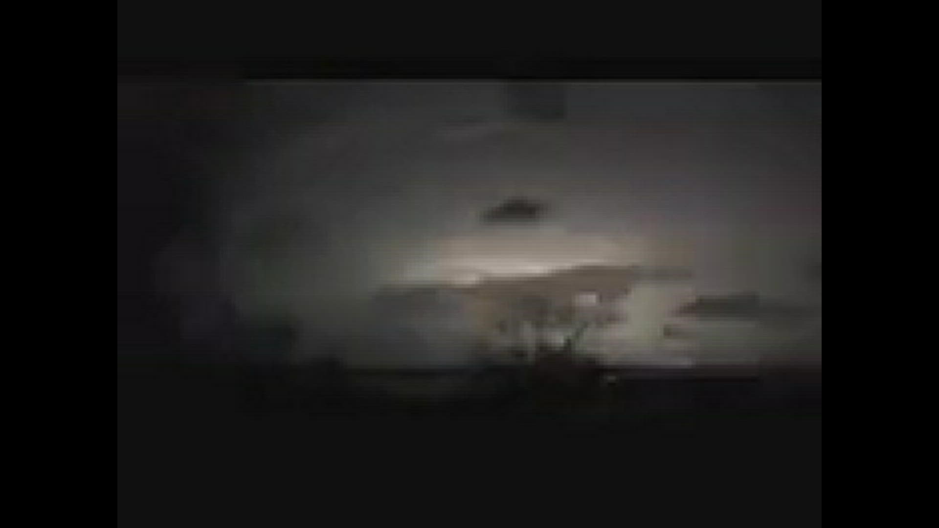 Upper vortex over Jonesboro area. Freeze frames for best impact. Video from Randolph,TN looking 20 miles NW more or less over the Mississippi River