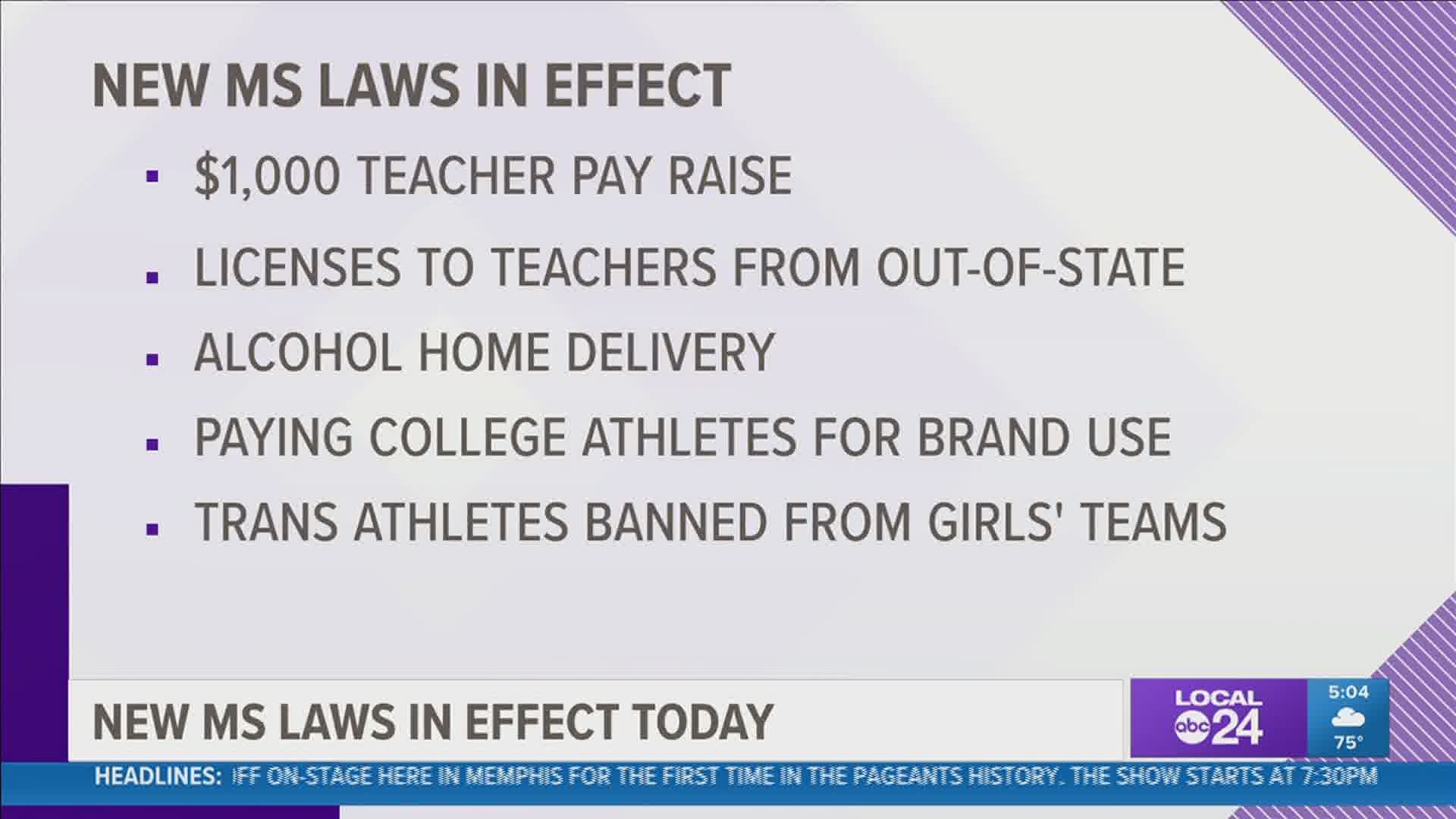 Many new laws went into effect as of July 1st in the Magnolia State.