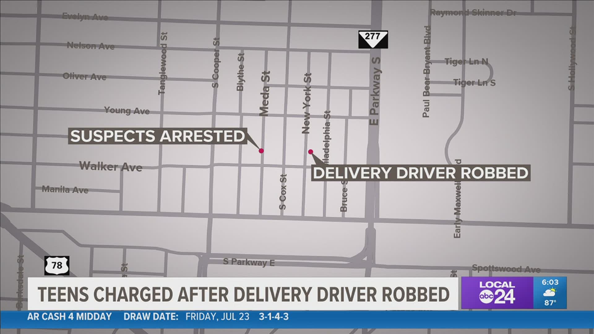 A Papa John’s delivery woman told police she was delivering a pizza Wednesday to a place in the 1000 block of New York Street when she was robbed.