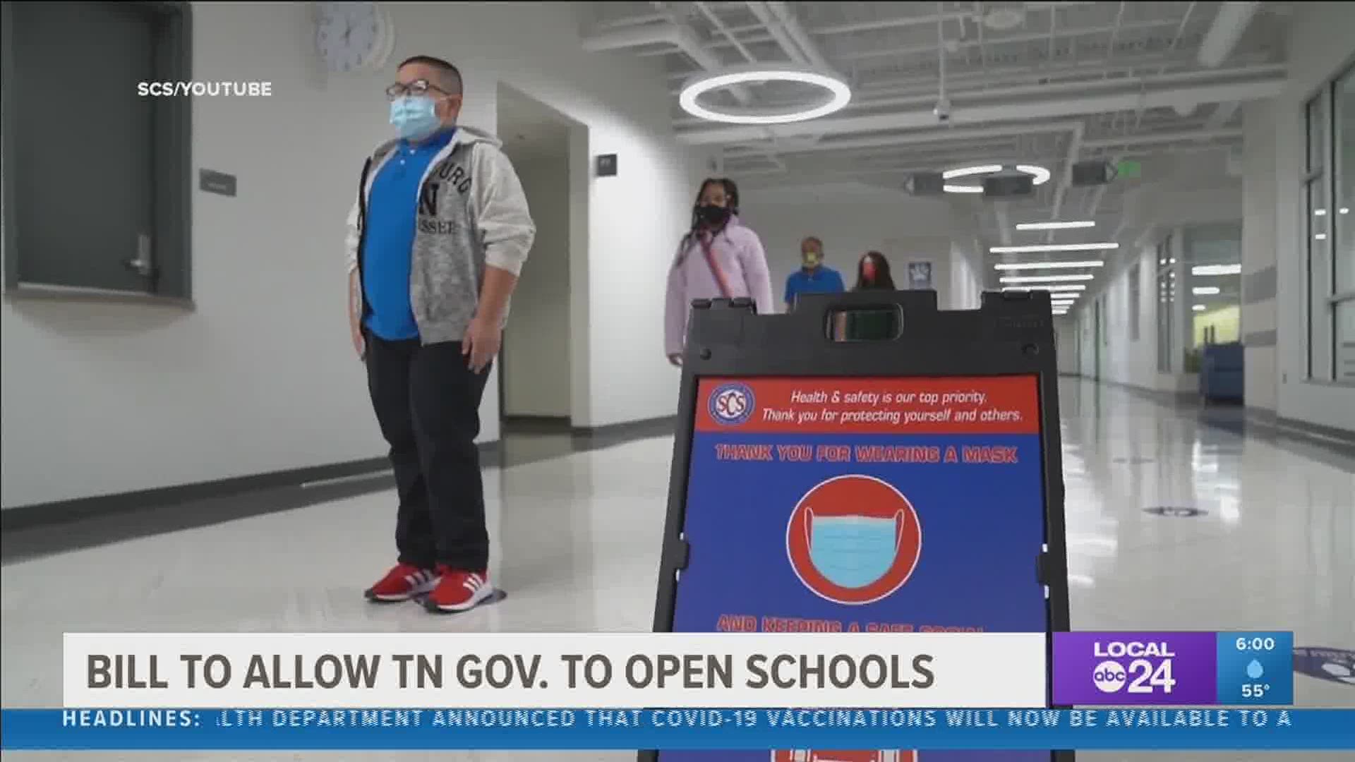 If passed, Governor Lee could order Shelby County Schools to reopen.