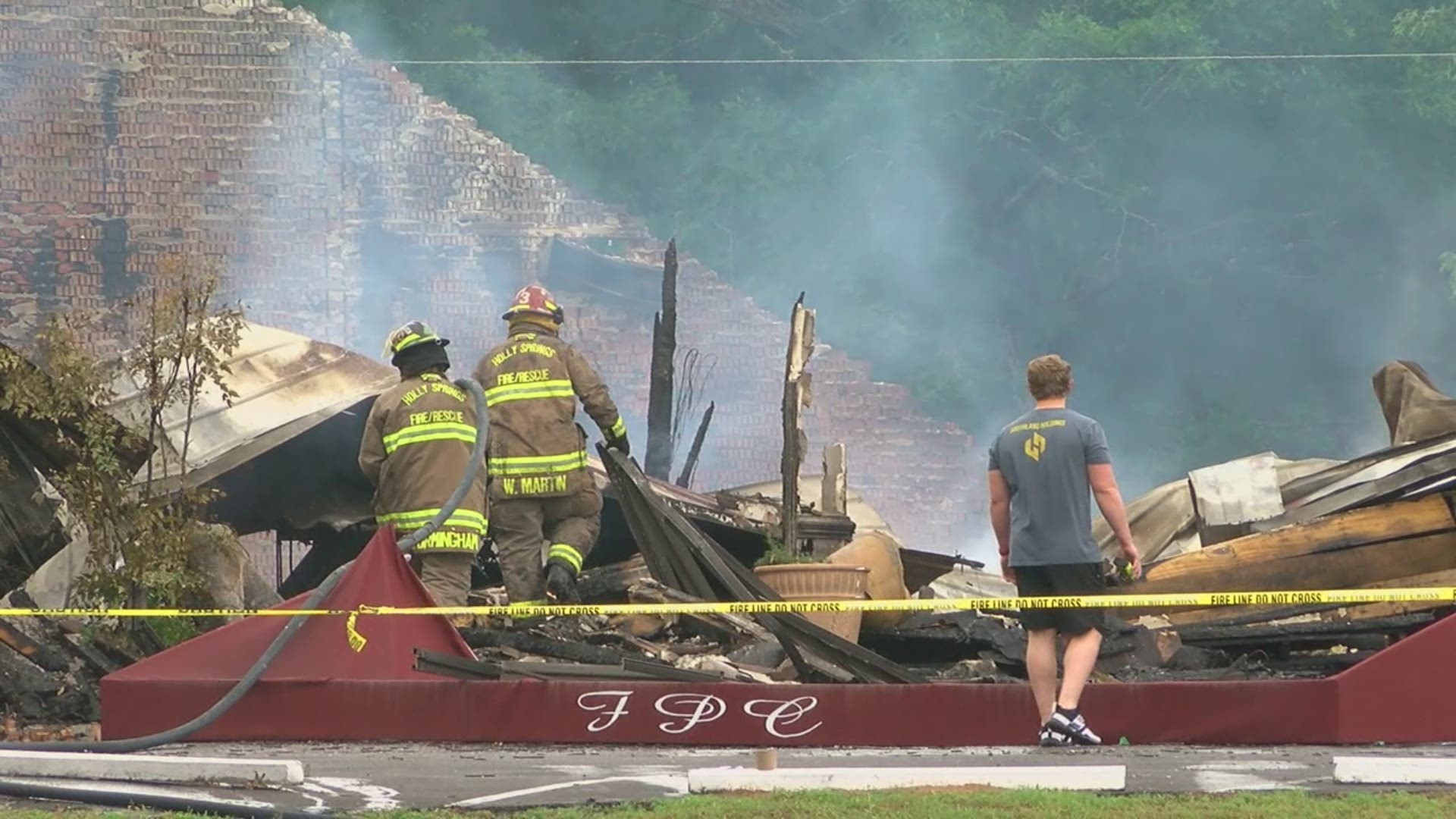 The fire happened early Wednesday morning at the First Pentecostal Church in Holly Springs, MS.