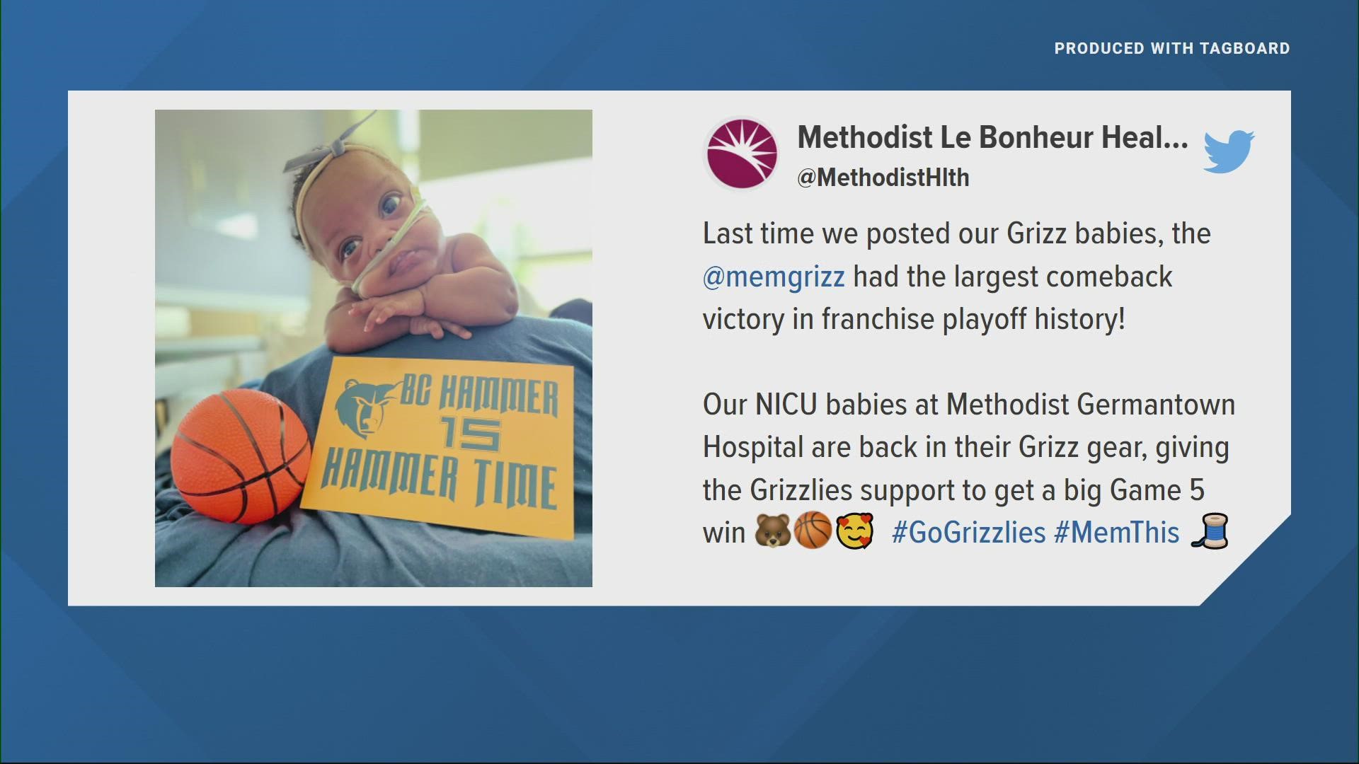 The last time the hospital posted their Grizz babies, the team had the largest comeback win in franchise playoff history.