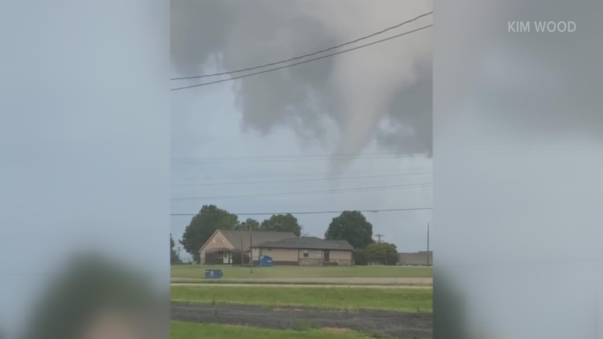 Video from Kim Wood in Bells appears to show a low-hanging funnel cloud over Highway 79.