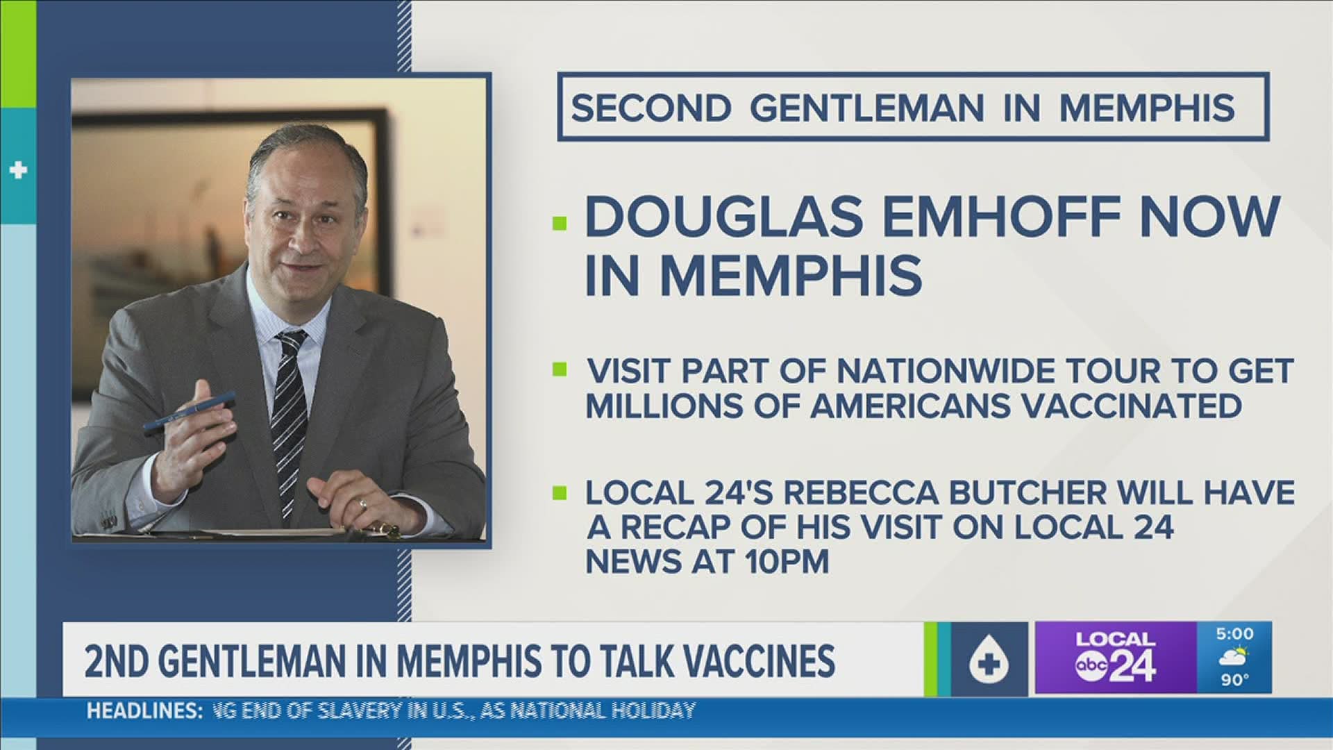 Second Gentleman Douglas Emhoff is on a nation-wide tour to get the message out about the importance of getting vaccinated for COVID-19.