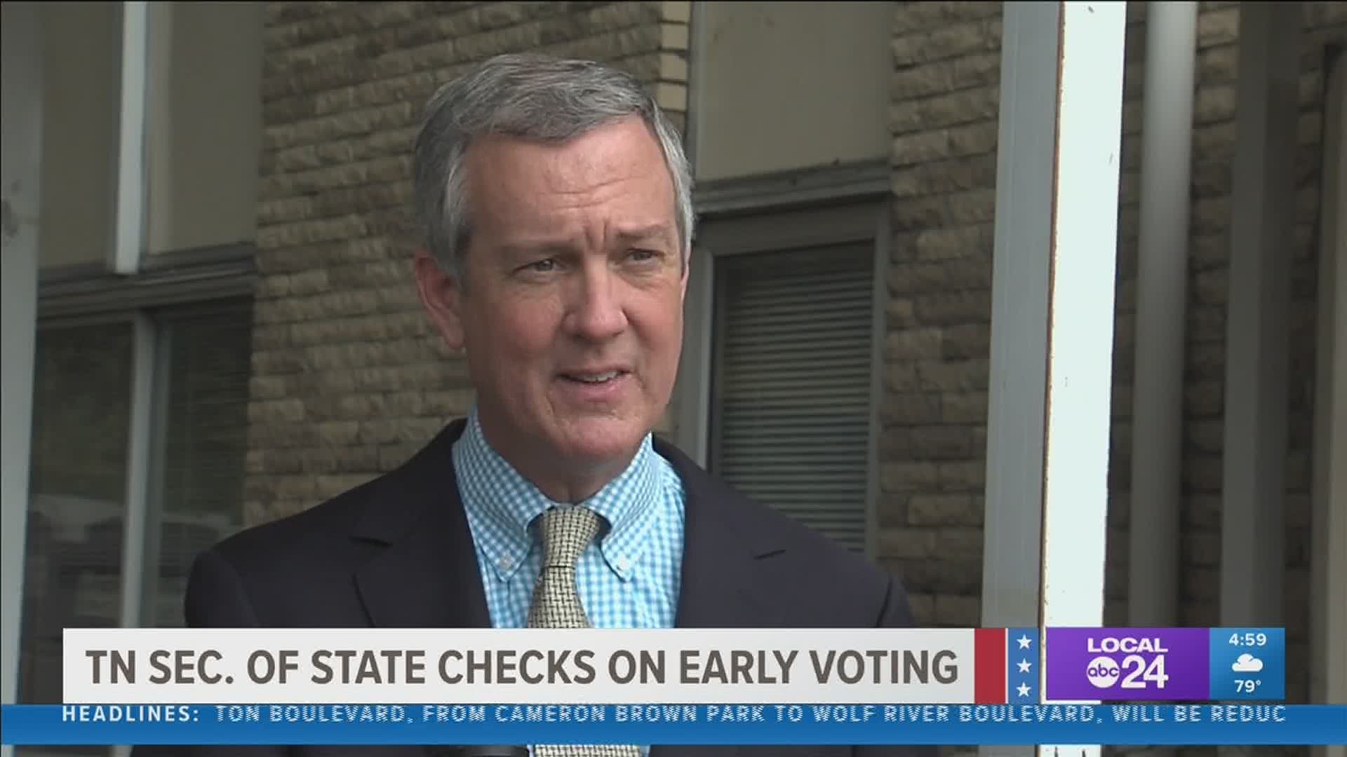 Secretary Tre Hargett has been traveling through the state to visit polling stations that have early voting.