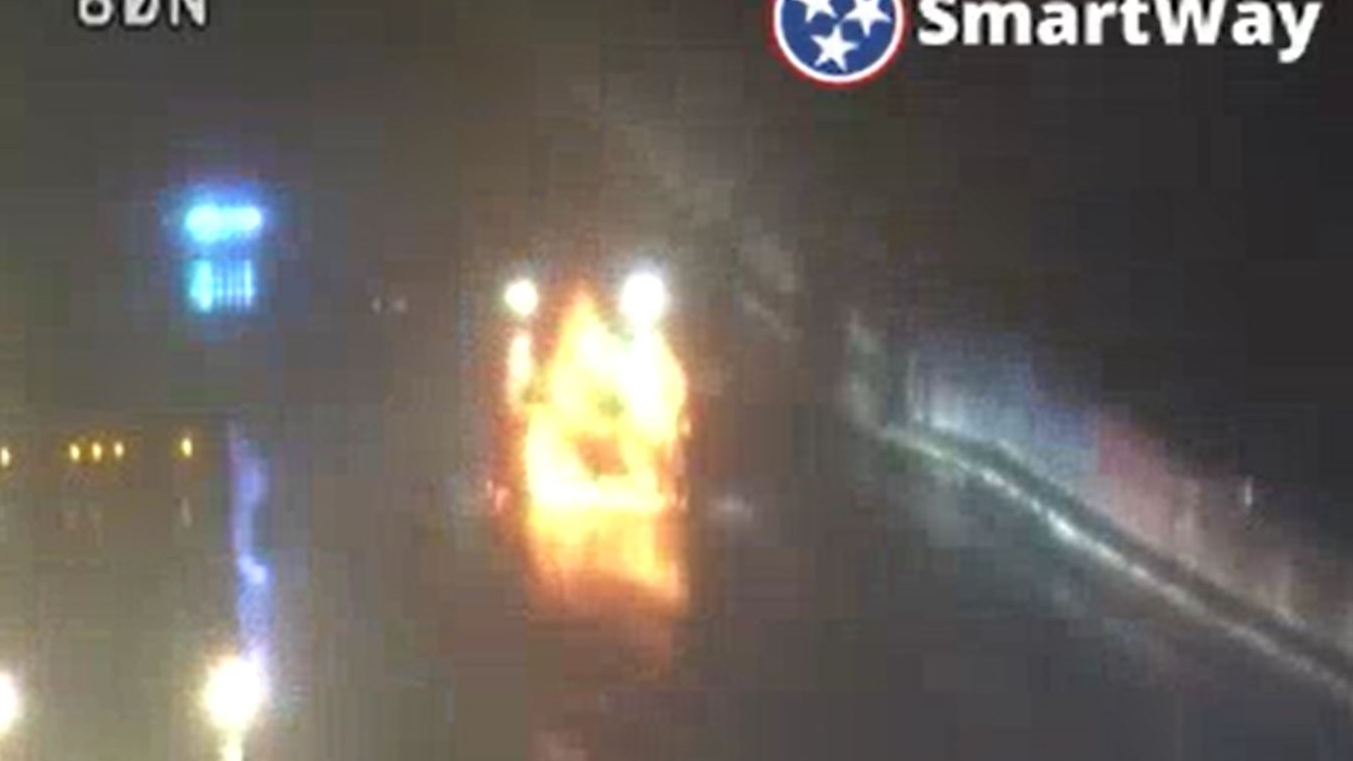 Car engulfed in flames on I-55 northbound near East Holmes Road and the Tennessee-Mississippi state line.