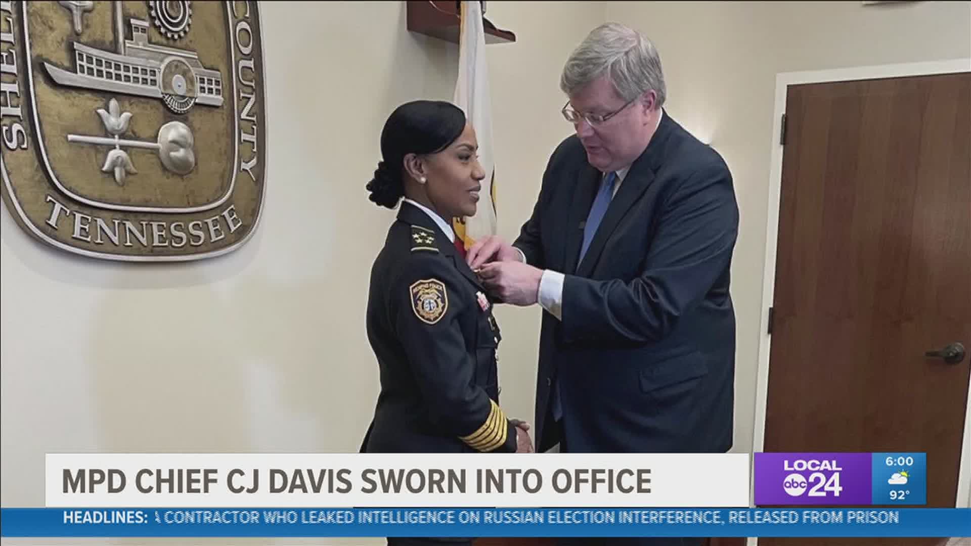 Davis becomes MPD's first woman to serve as top cop; first outside department candidate chosen and approved by Memphis city leaders in decades.