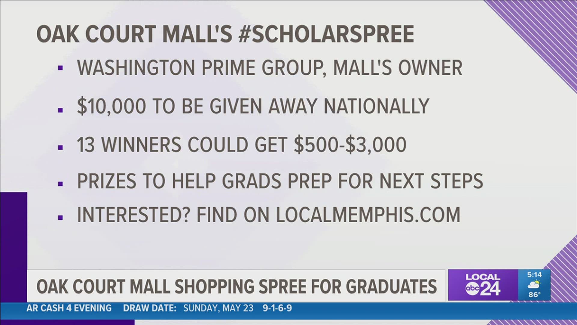 To honor the Class of 2021, Oak Court Mall’s parent company, Washington Prime Group, will host a national contest called #ScholarSpree.