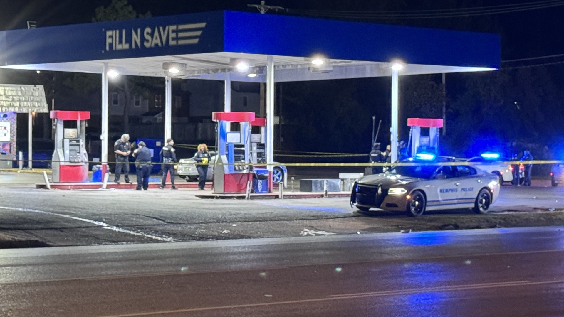 Memphis Police responded to the shooting Thursday around 1 a.m. at the Fill N Save gas station located at 1341 Winchester Road.