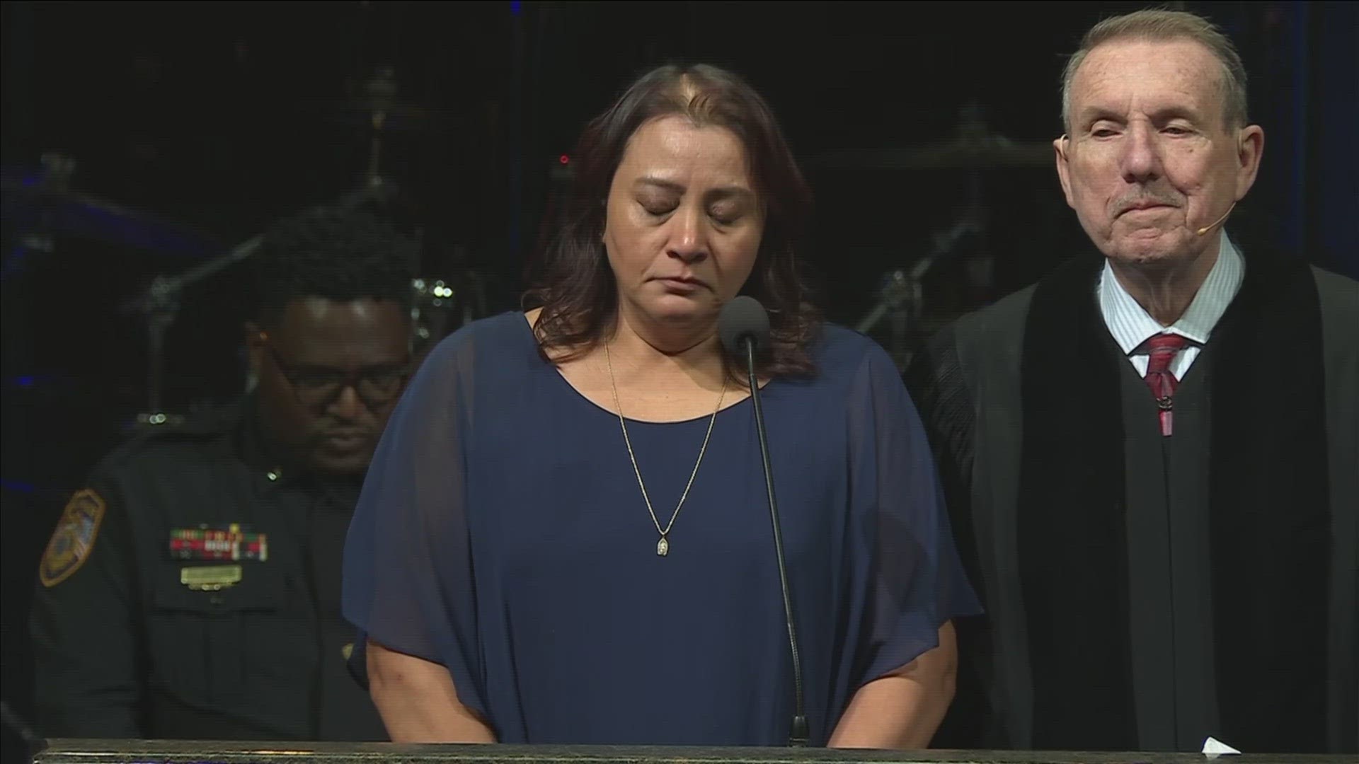 Maria Corina Najara spoke for the family during services for MPD Officer Joseph "Rusty" McKinney, who died in the line of duty Friday, April 12.