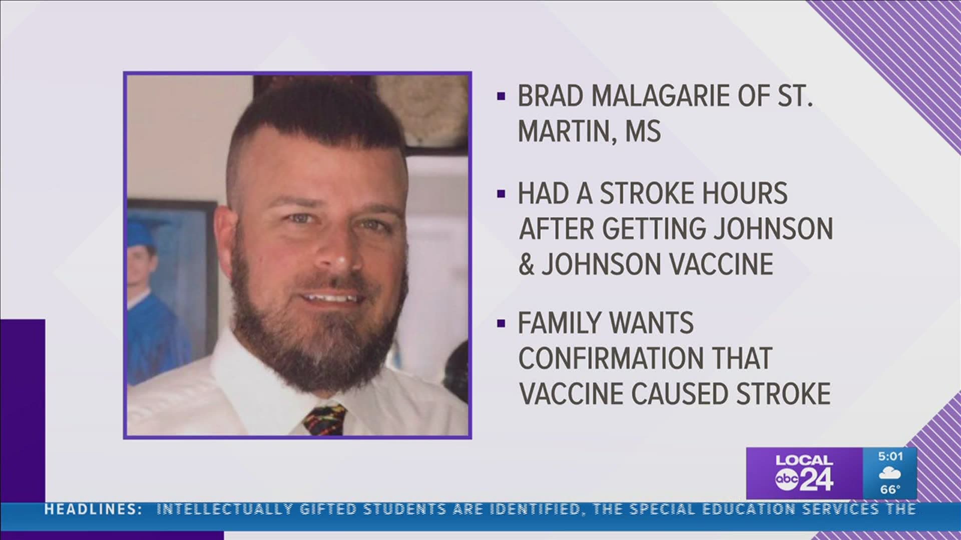 The family said Brad Malagarie got his vaccine, and then hours later, coworkers found him unresponsive at his desk.