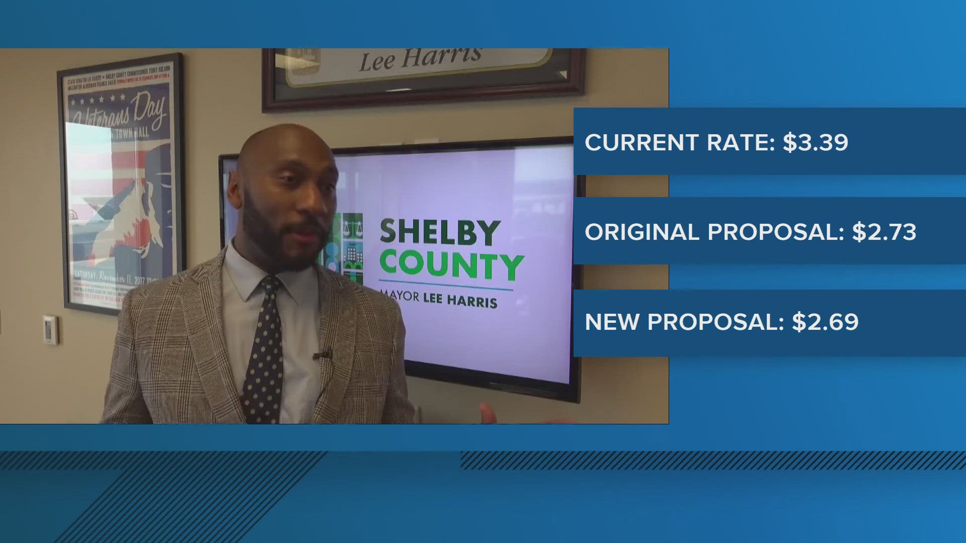 Harris' recommendation requests commissioners to accept a tax rate of $2.69, reducing the current tax rate — which stands at $3.39 — by 70 cents total.
