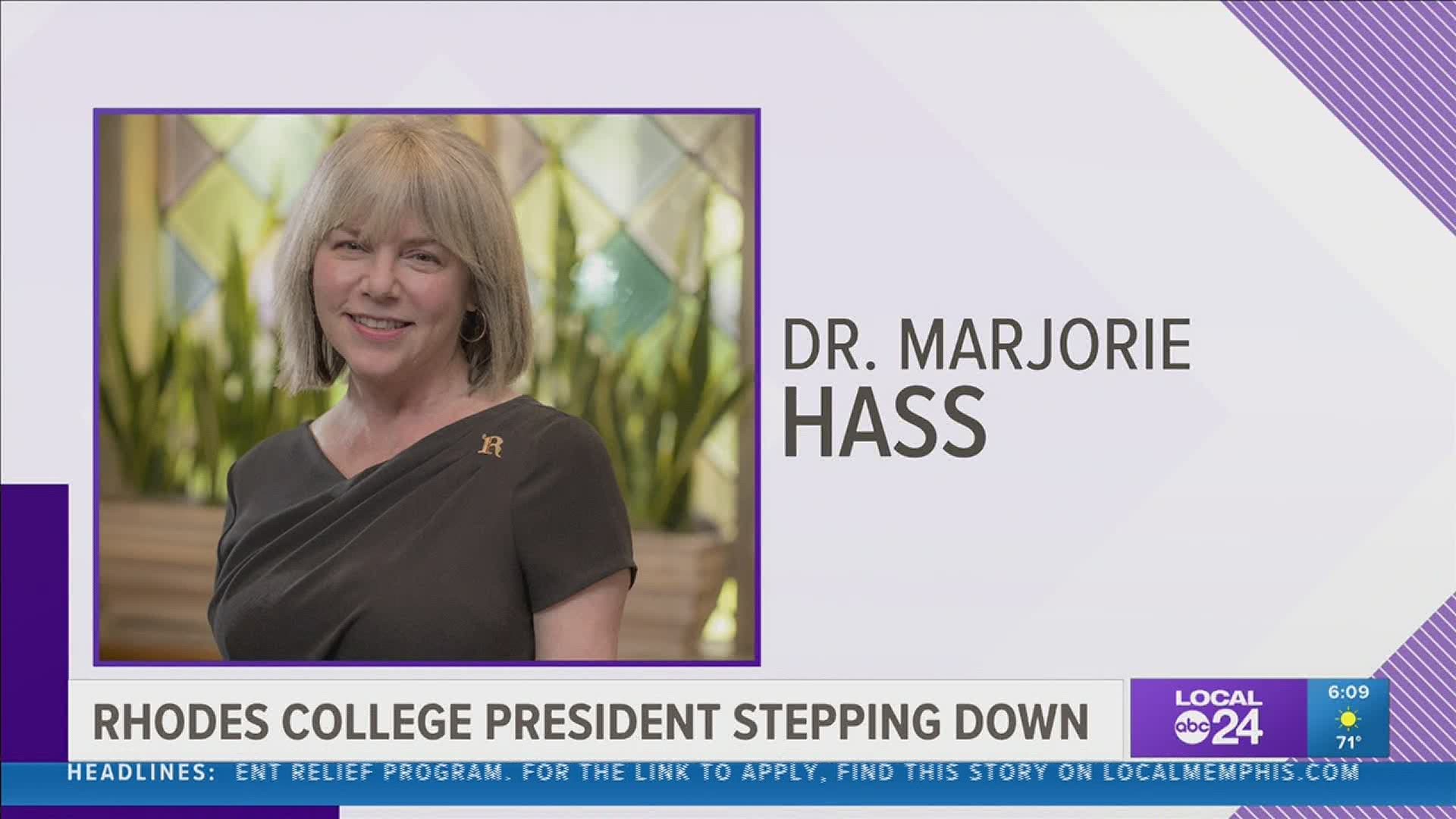 Rhodes College President Marjorie Hass will depart the college this summer to become president of the Council of Independent Colleges.